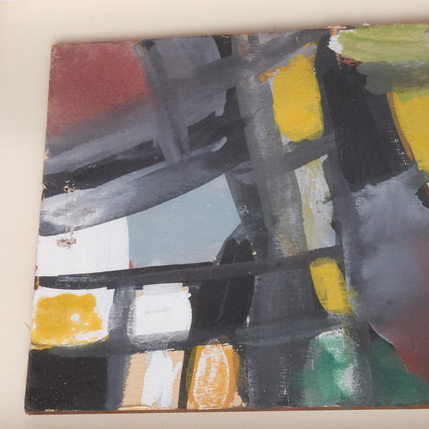 Gerahmte abstrakte Gouache der Modernen Schule des 20. Jahrhunderts mit geometrischen Formen, gerahmt im Zustand „Gut“ im Angebot in Morristown, NJ