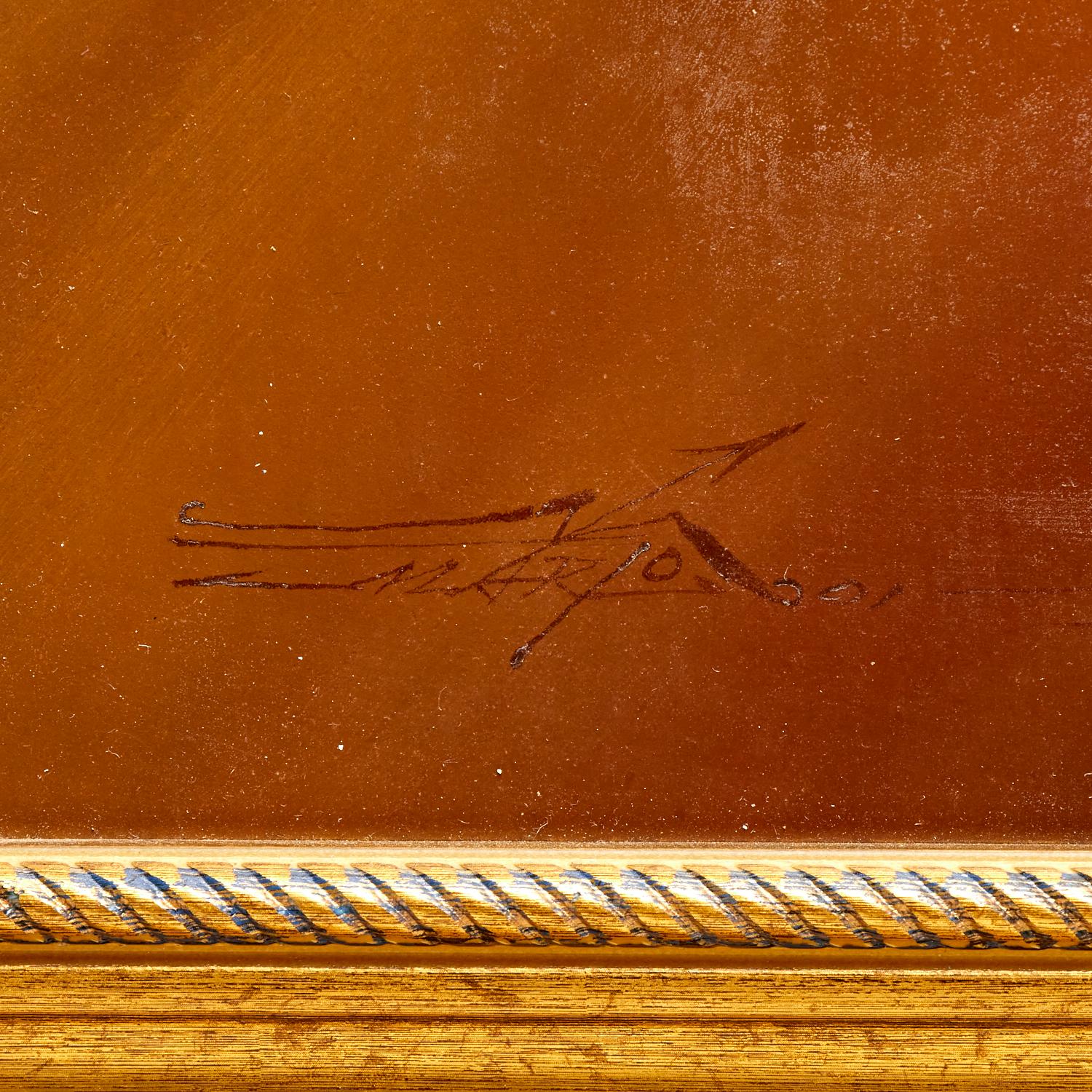 Olio su tela incorniciato del 20° secolo - Una rosa bianca realistica di Myung 
