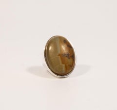 Franz Scheuerle Silver 925 and Agate Modernist Statement Ring, 1970s