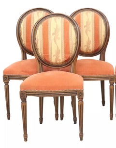 20th C. Fren. Louis XVI Style, Oval-Back, Vintage, Dining, Side Chairs, Set of 6