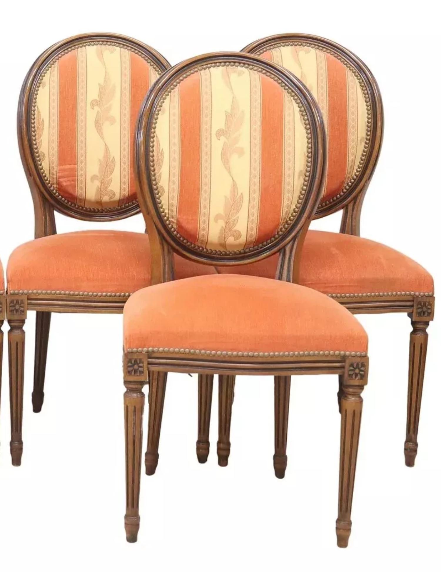 French 20th C. Fren. Louis XVI Style, Oval-Back, Vintage, Dining, Side Chairs, Set of 6