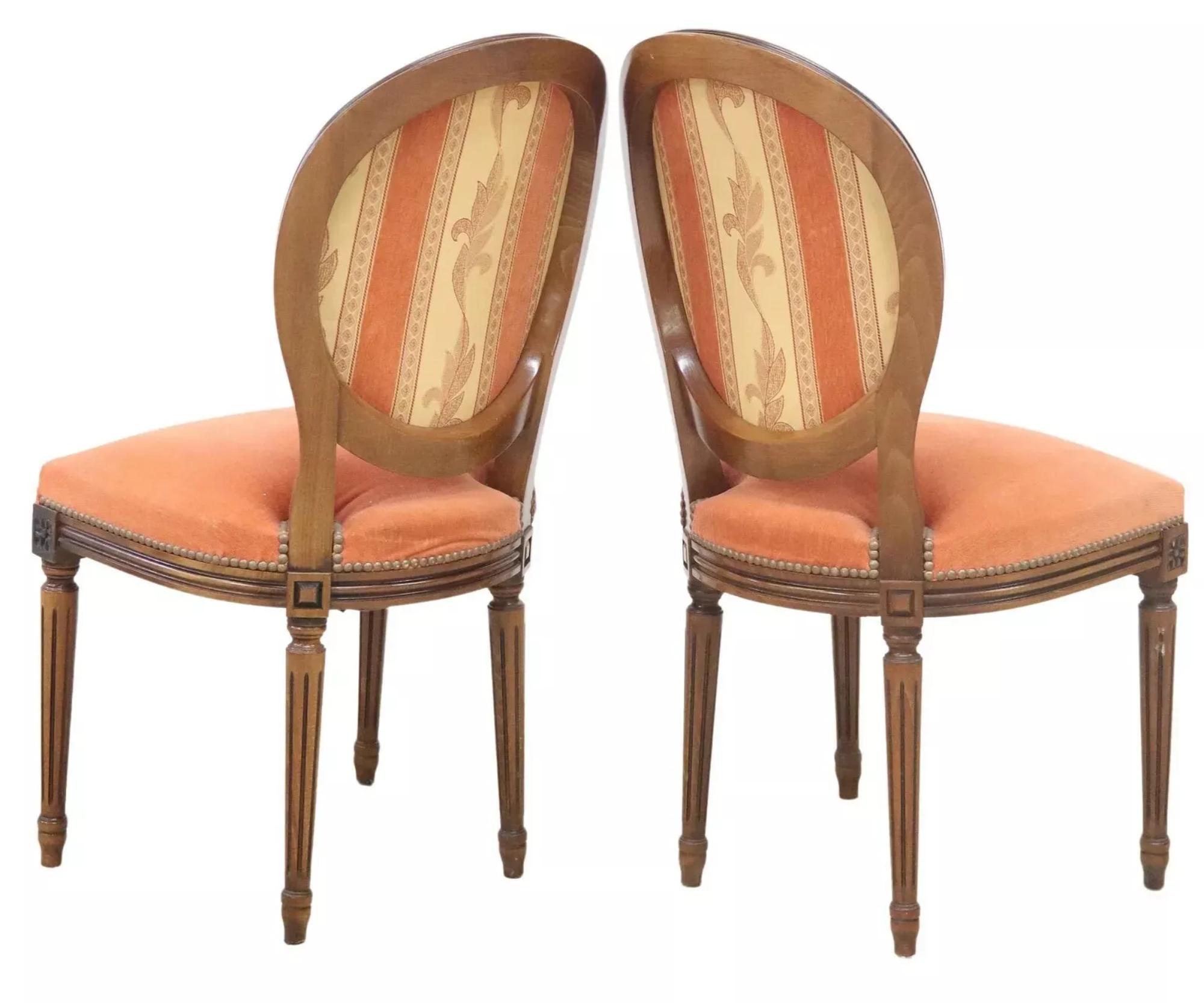 20th C. Fren. Louis XVI Style, Oval-Back, Vintage, Dining, Side Chairs, Set of 6 In Good Condition In Austin, TX