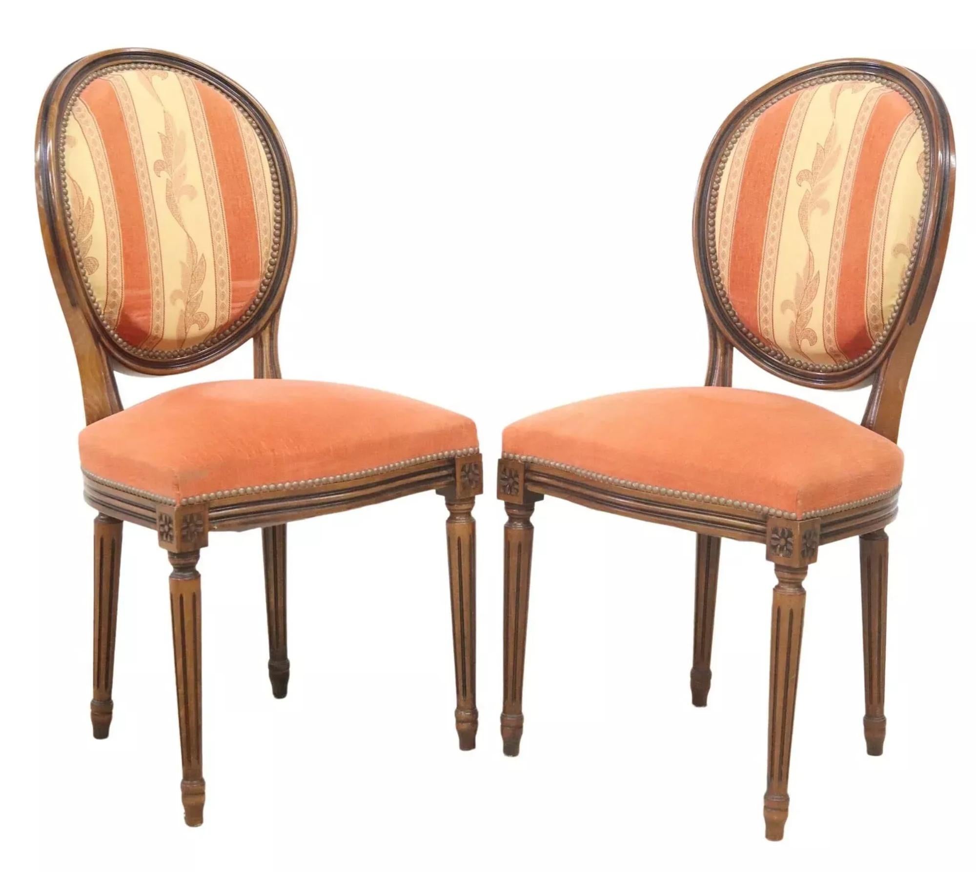 20th Century 20th C. Fren. Louis XVI Style, Oval-Back, Vintage, Dining, Side Chairs, Set of 6