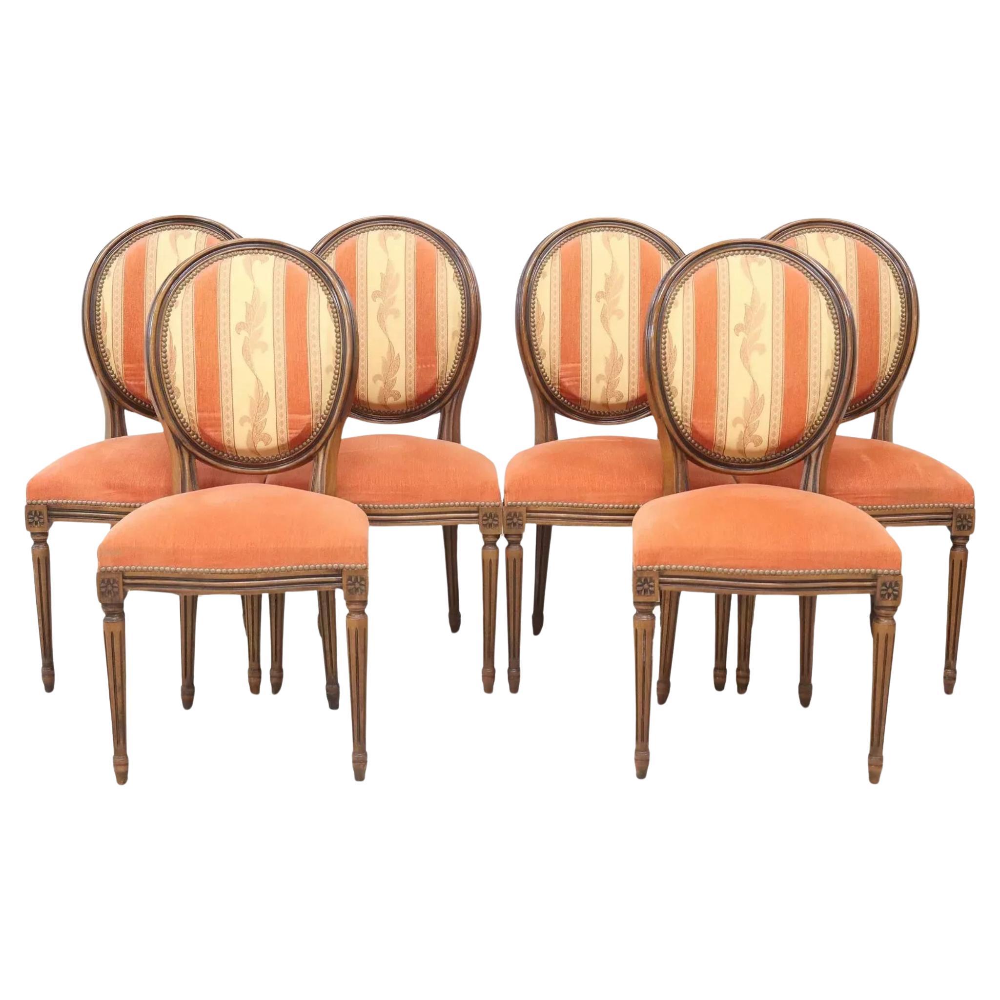 20th C. Fren. Louis XVI Style, Oval-Back, Vintage, Dining, Side Chairs, Set of 6