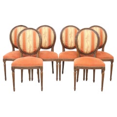 20th C. Fren. Louis XVI Style, Oval-Back, Vintage, Dining, Side Chairs, Set of 6