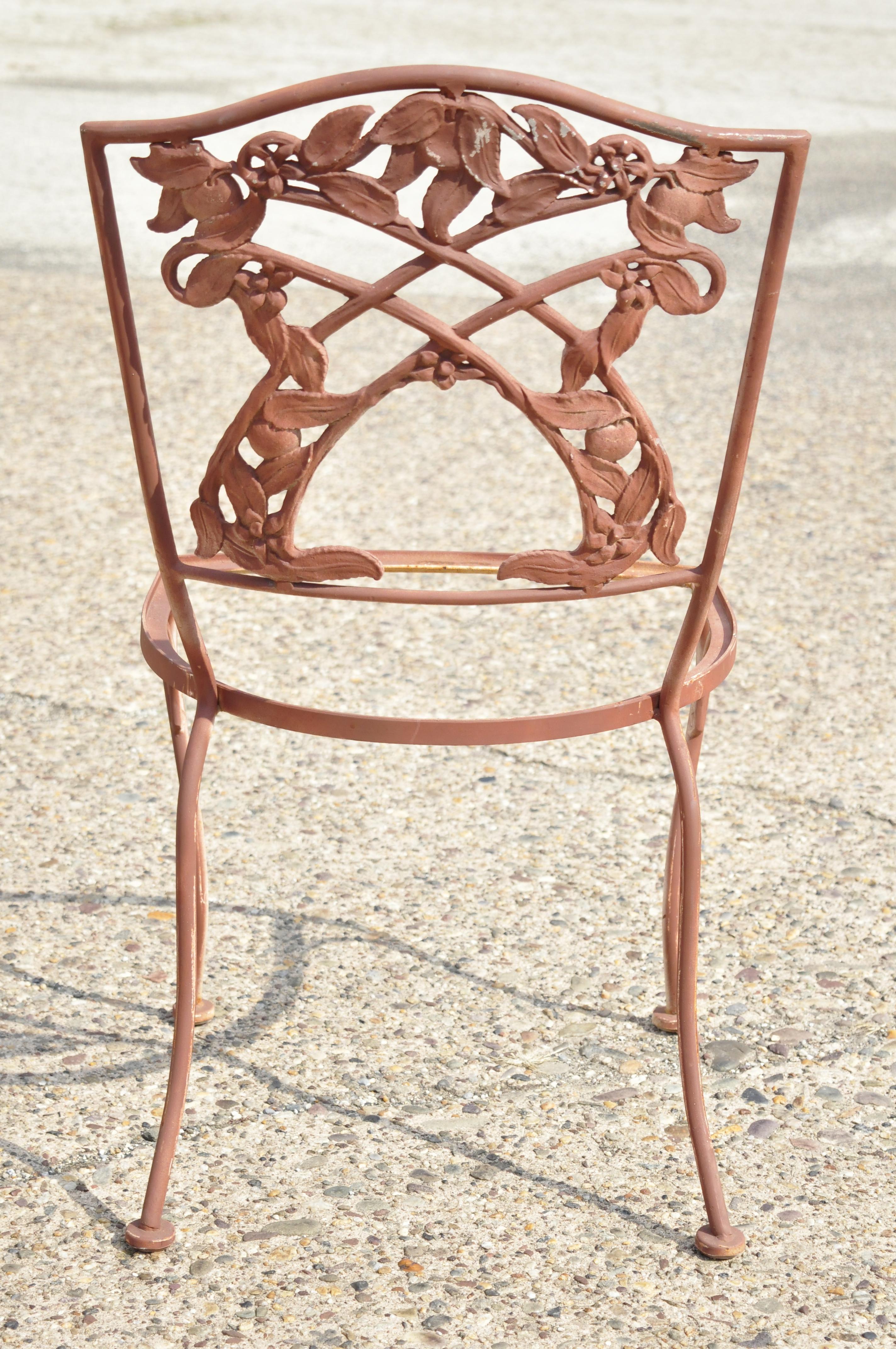 French Art Nouveau Vine Back Iron Outdoor Garden Dining Chairs, Set of 6 4