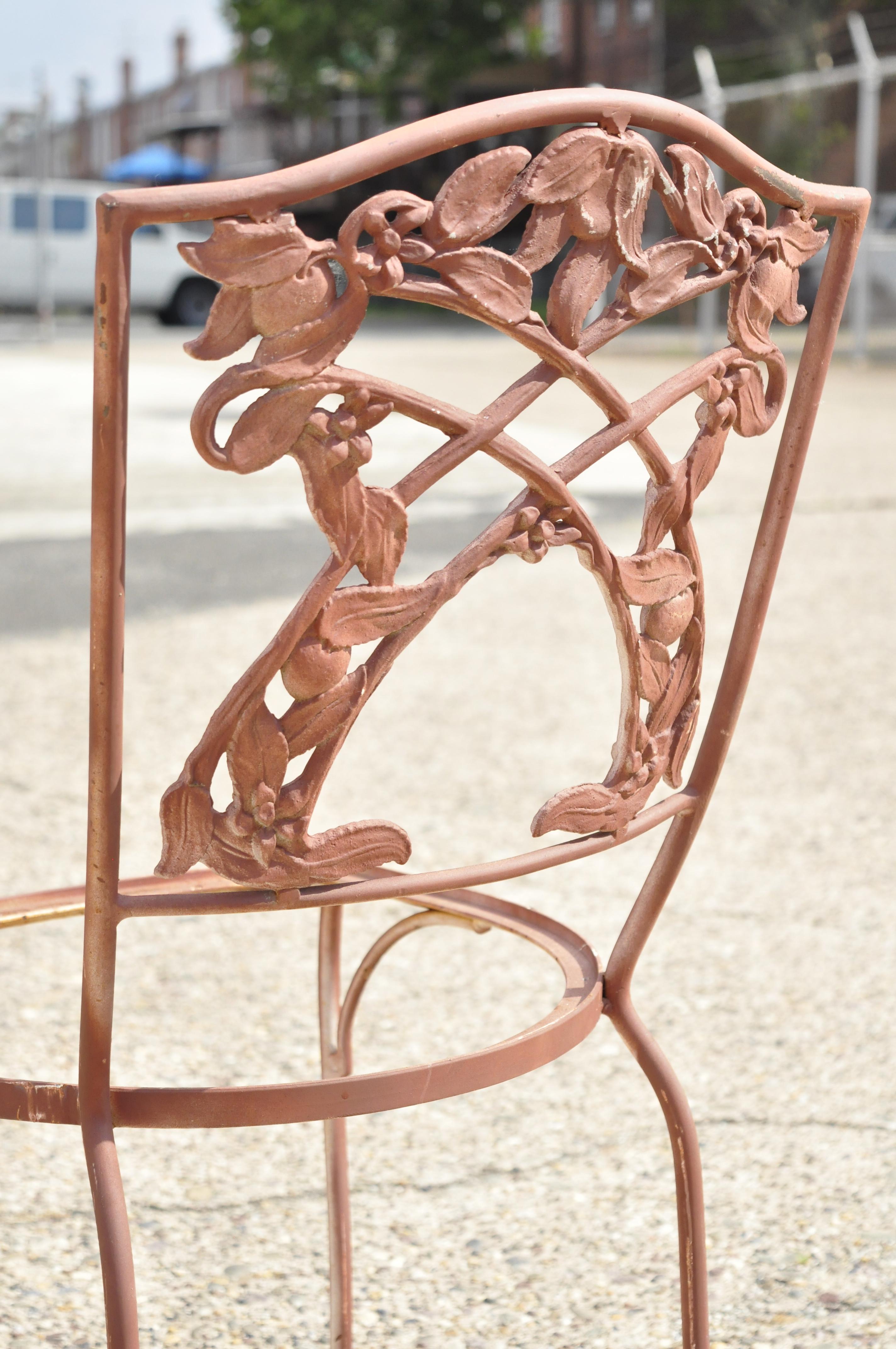 French Art Nouveau Vine Back Iron Outdoor Garden Dining Chairs, Set of 6 6