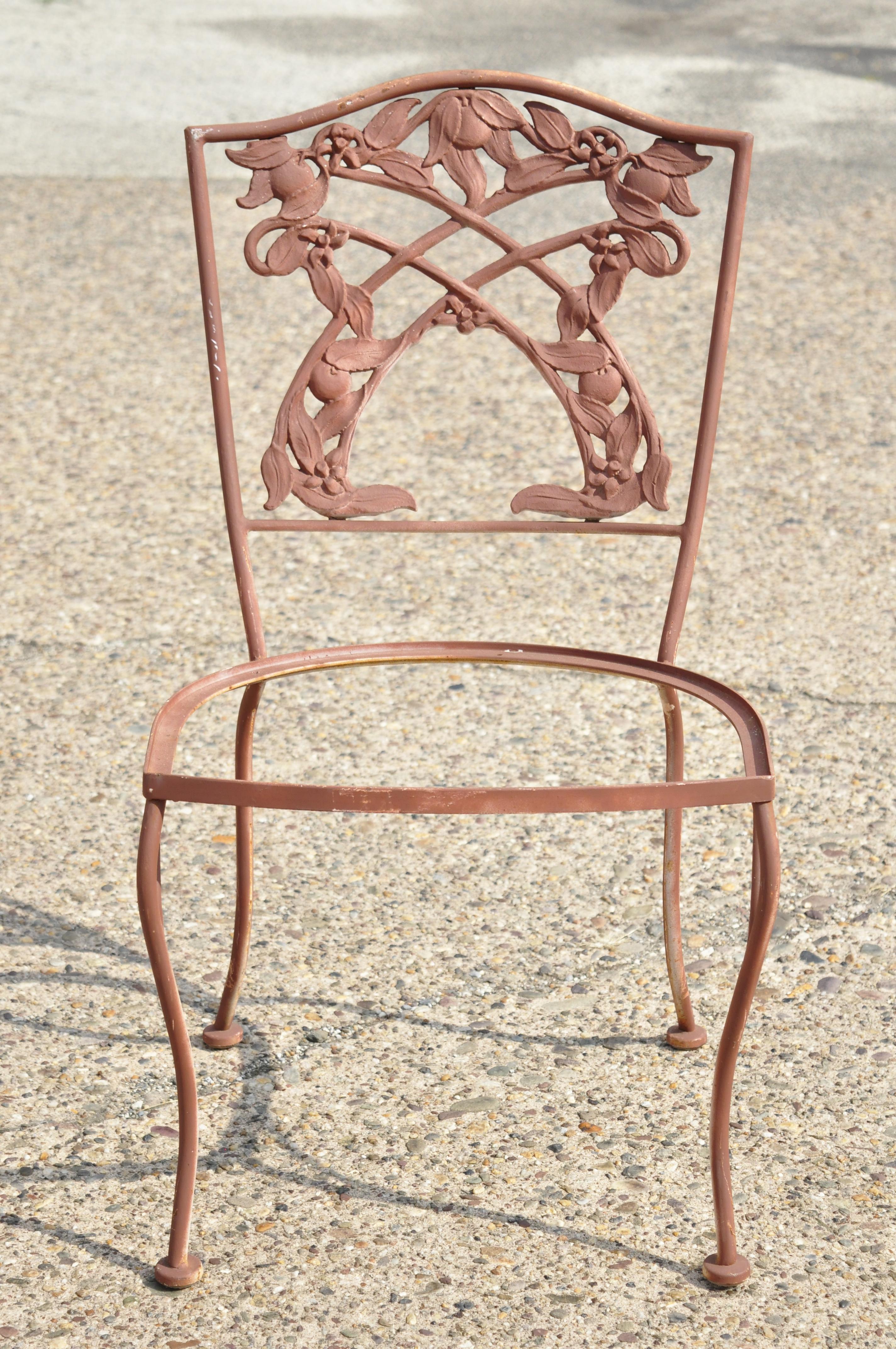 North American French Art Nouveau Vine Back Iron Outdoor Garden Dining Chairs, Set of 6