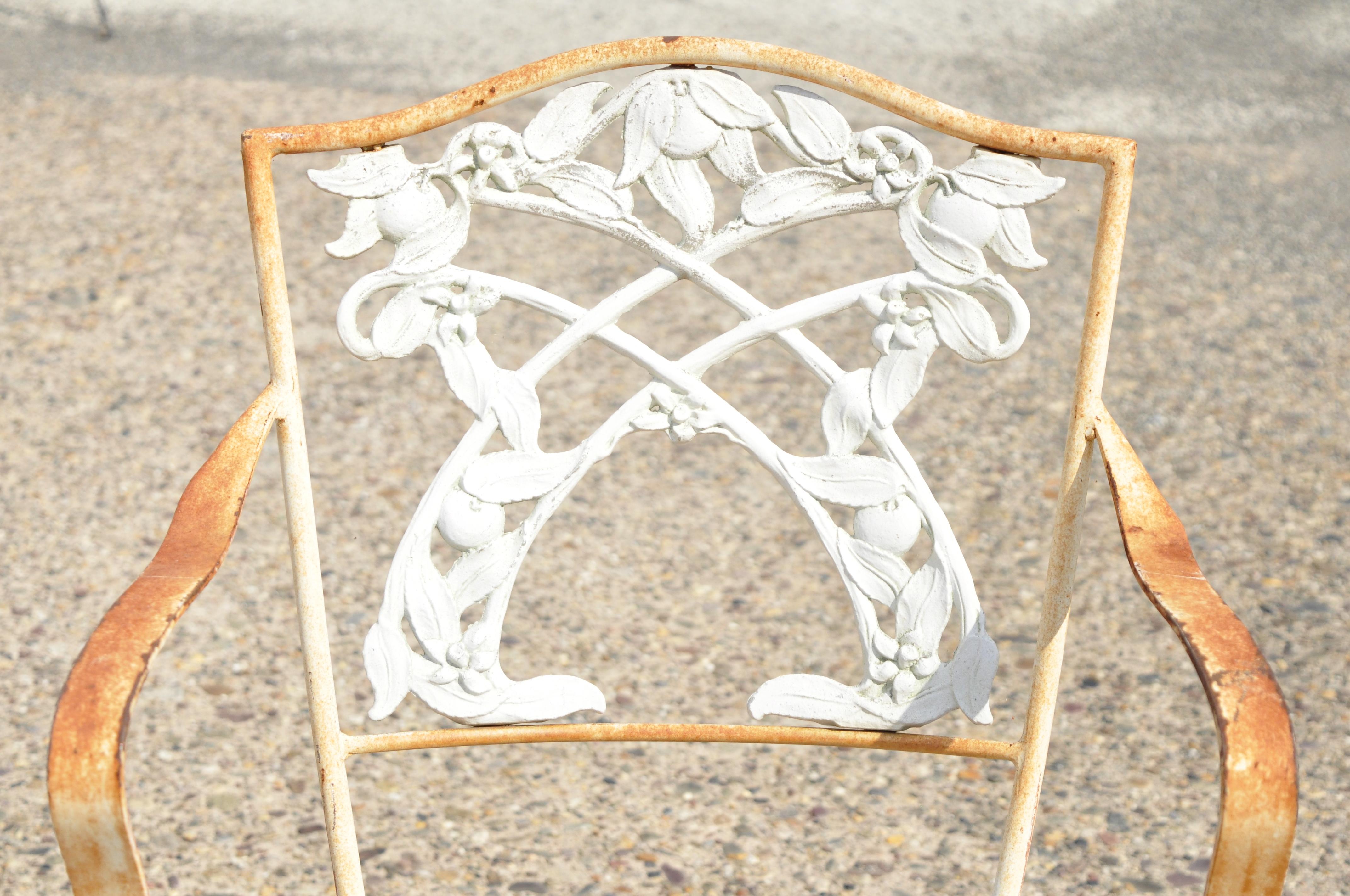 French Art Nouveau Vine Back Iron Outdoor Garden Dining Chairs, Set of 6 1