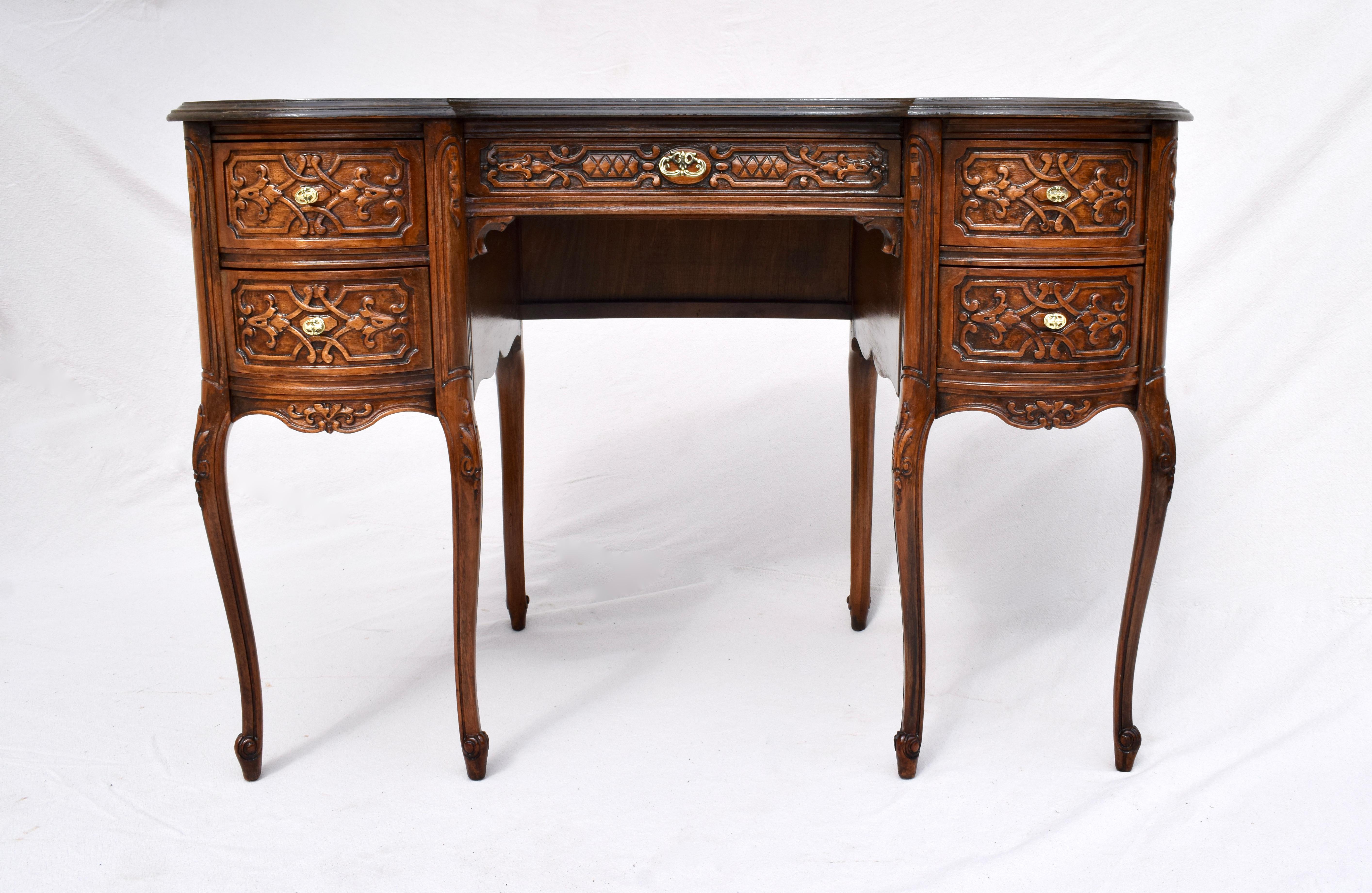 Louis XV 20th C. French Burl Kidney Shape Desk & Chair Set