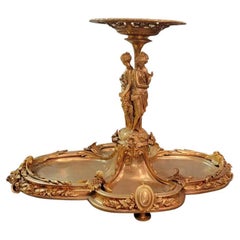 Centrotavola francese del XX secolo in stile Christofle & Cie in bronzo e GP a 24k