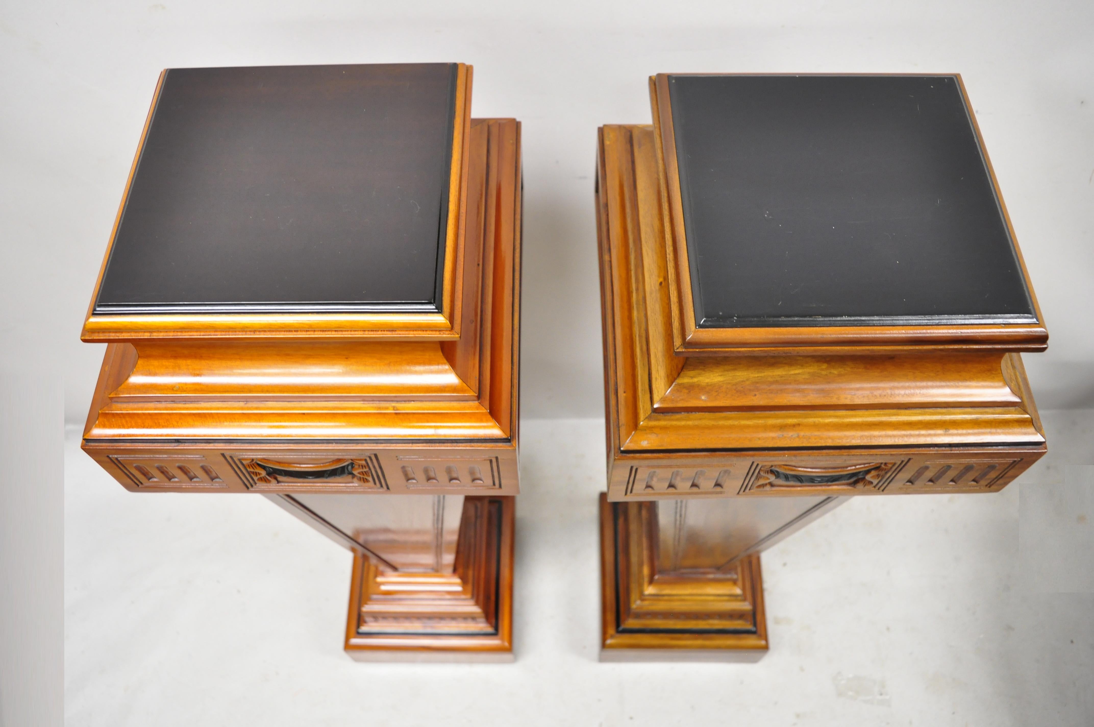 20th Century Empire Neoclassical Mahogany Wood Pedestal Plant Stands, a Pair For Sale 1
