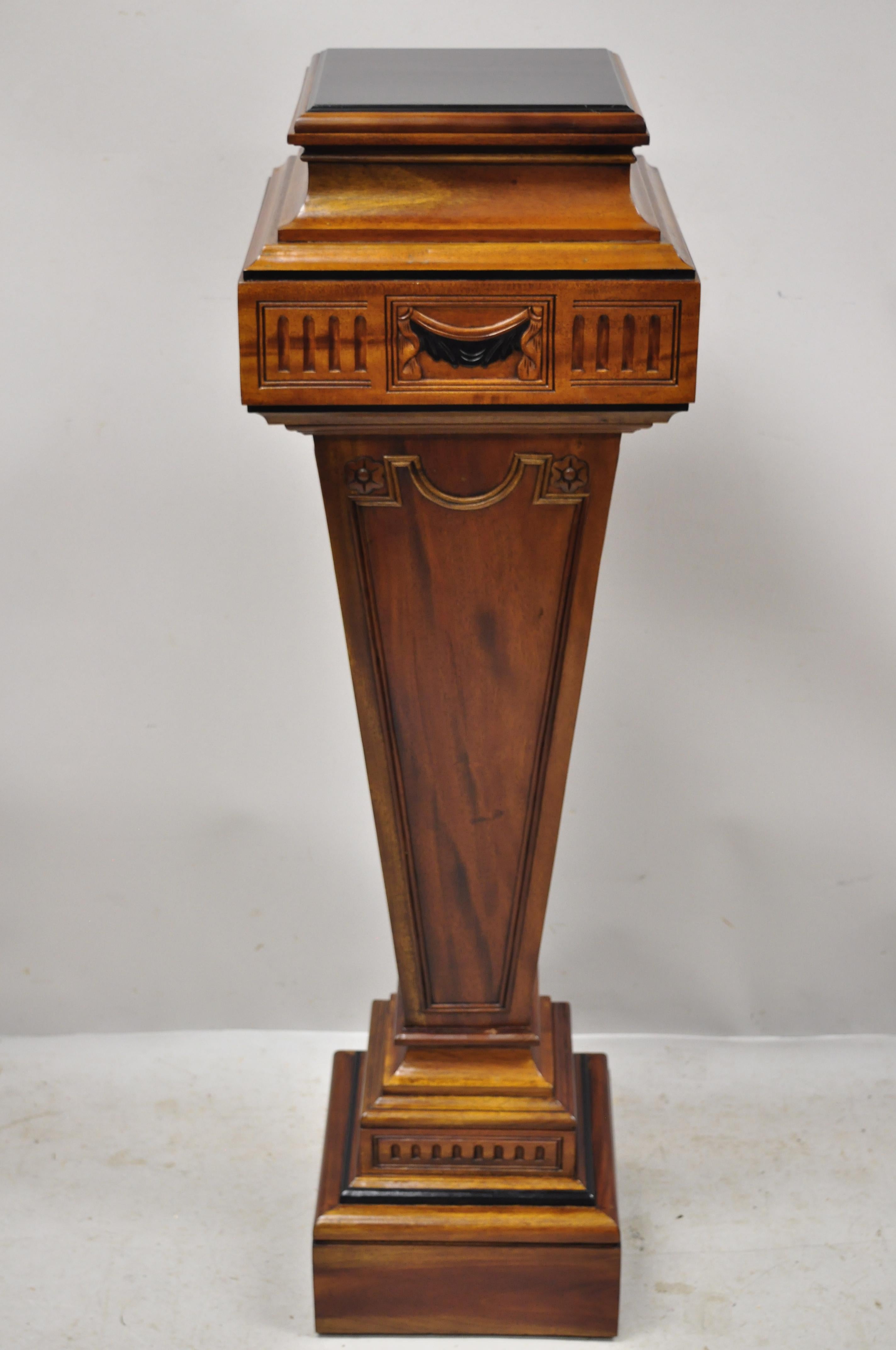 20th Century Empire Neoclassical Mahogany Wood Pedestal Plant Stands, a Pair For Sale 2