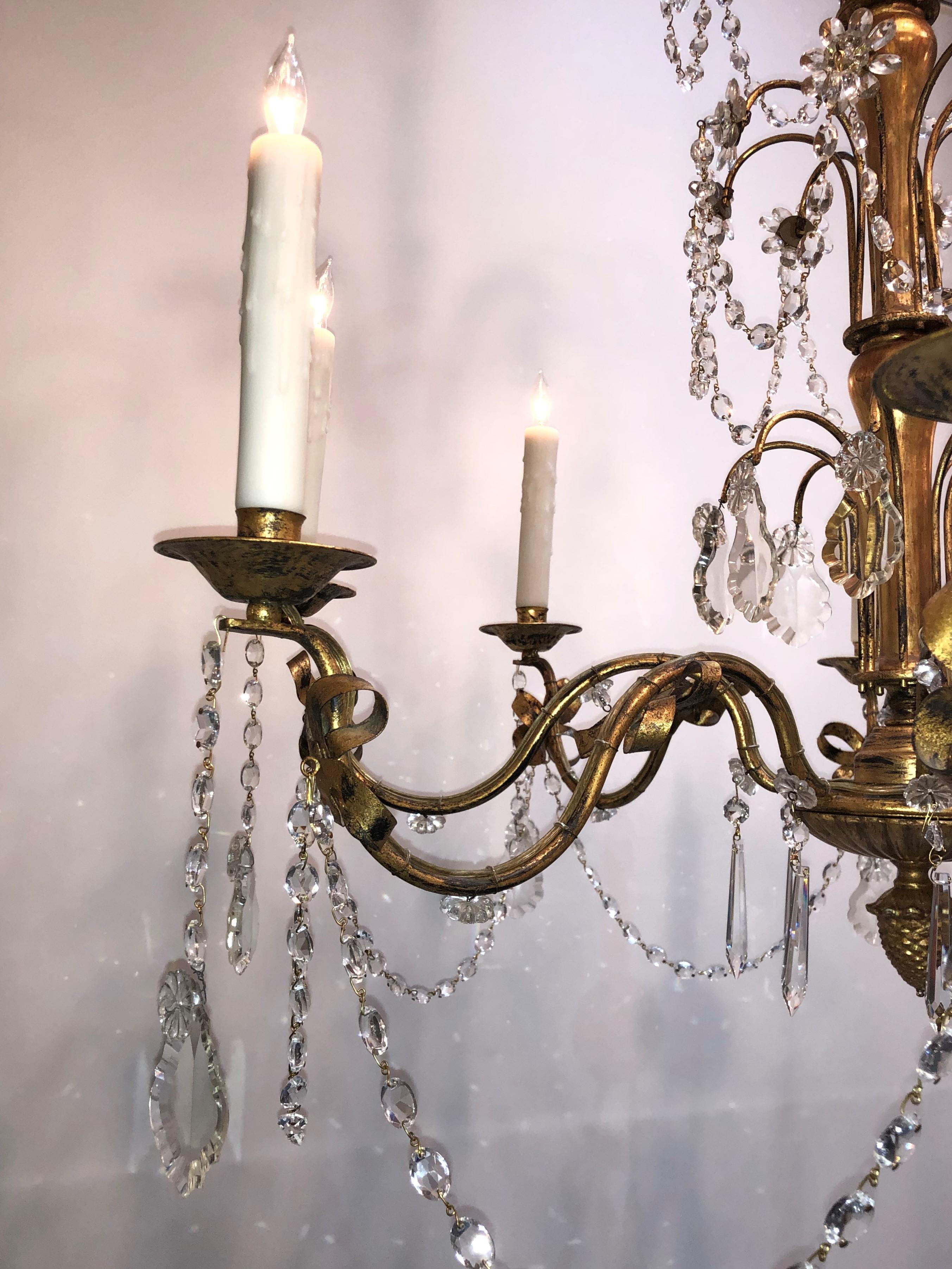 20th Century French Grand Tole and Crystal Chandelier (Französisch)