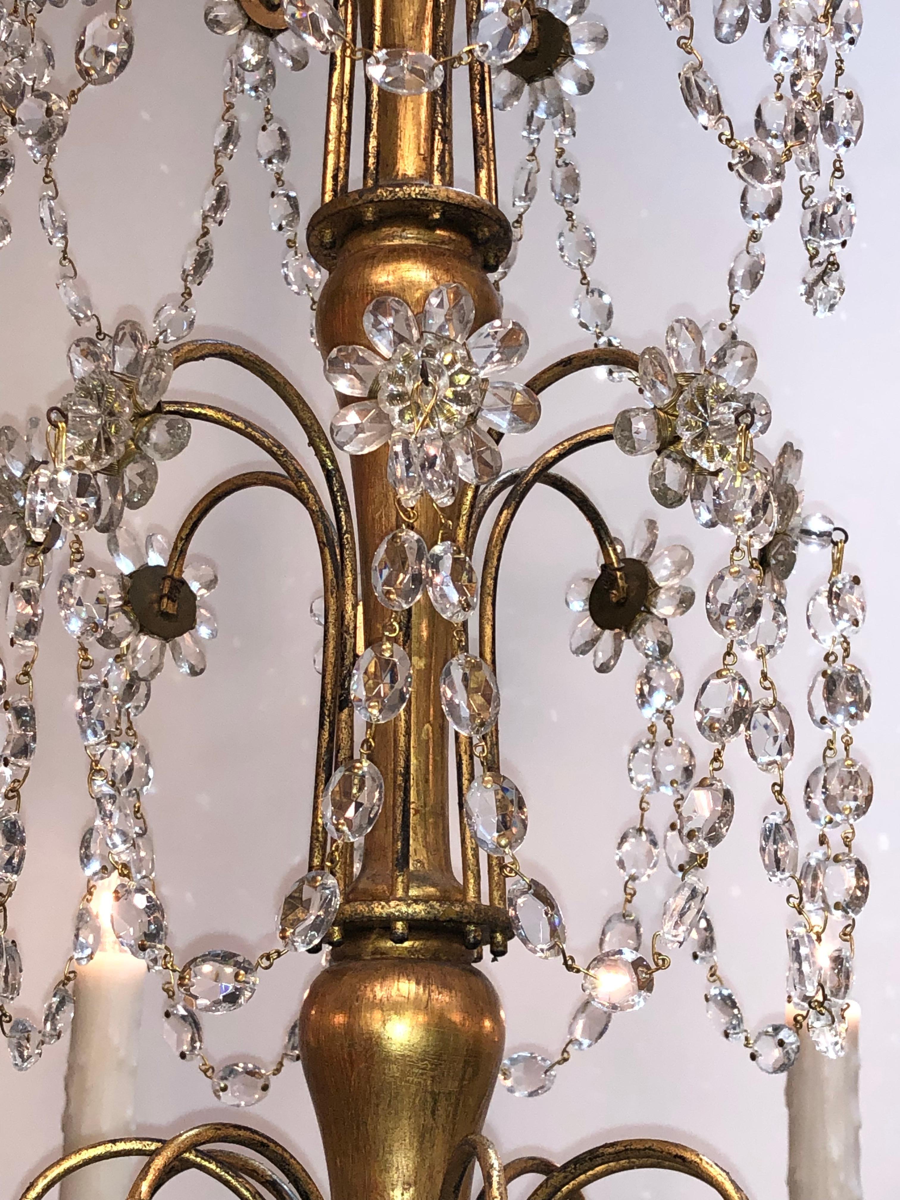 20th Century French Grand Tole and Crystal Chandelier 1