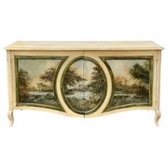 20th-C. French Hand Painted Cabinet / Server / Buffet/ Sideboard By Grange