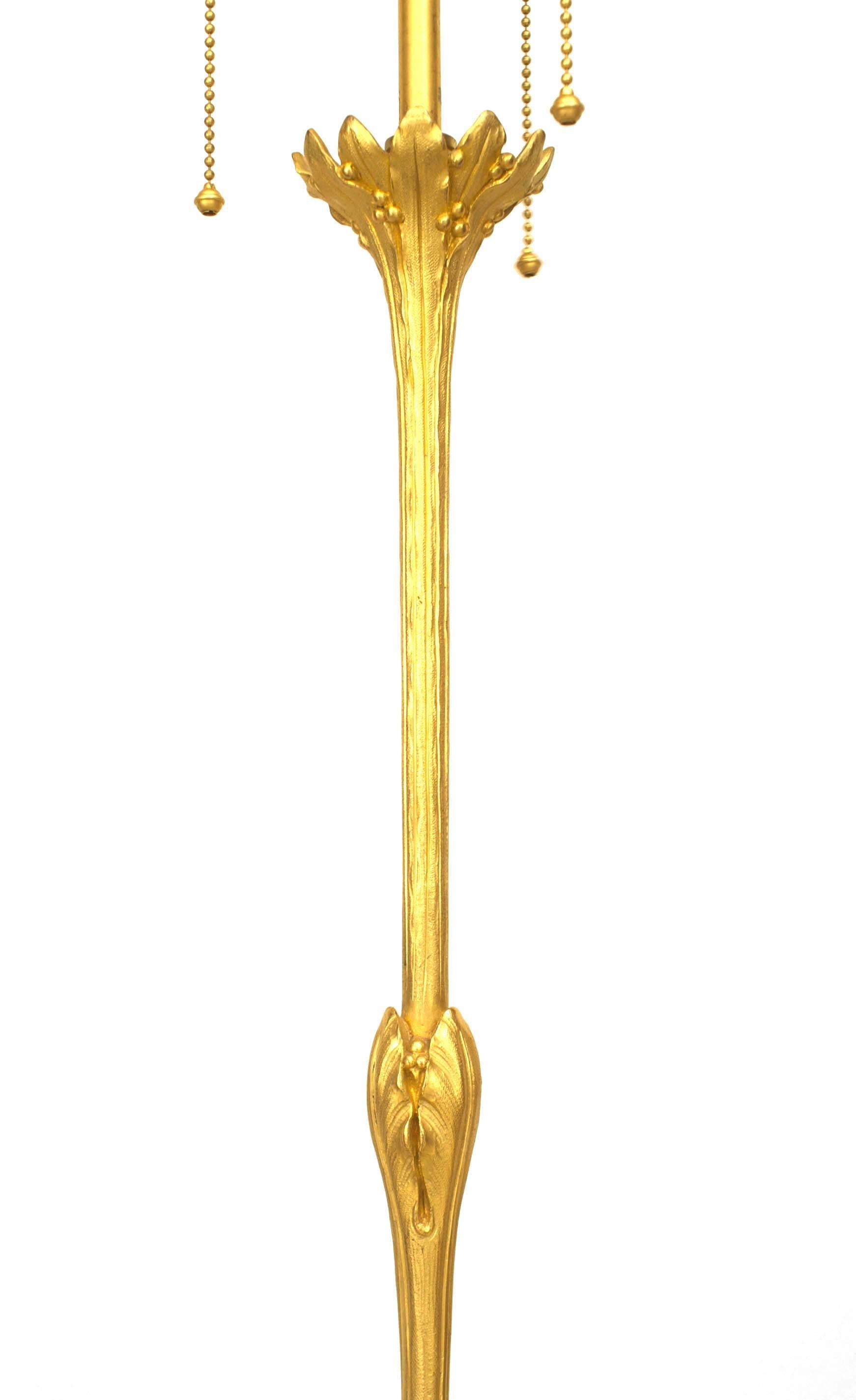 French Louis XVI Style Gilt Bronze Floor Lamp In Good Condition For Sale In New York, NY