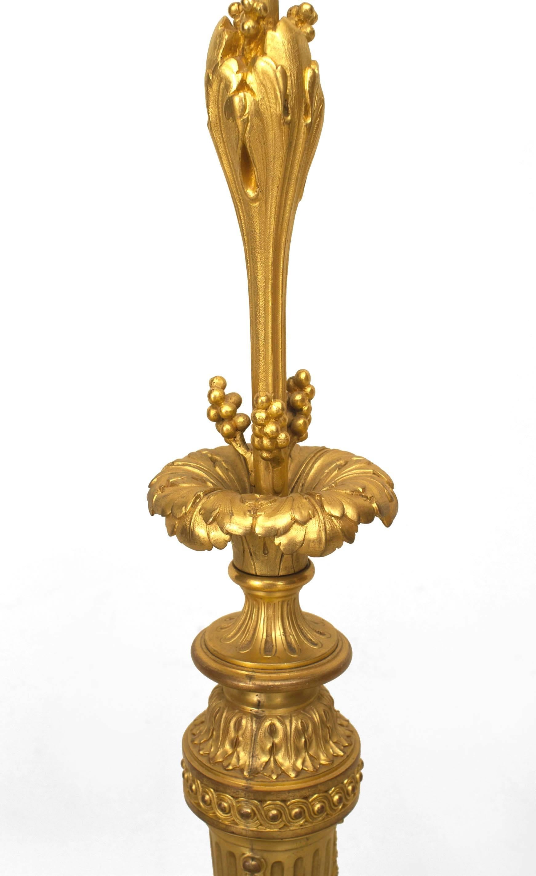 French Louis XVI Style Gilt Bronze Floor Lamp For Sale 1