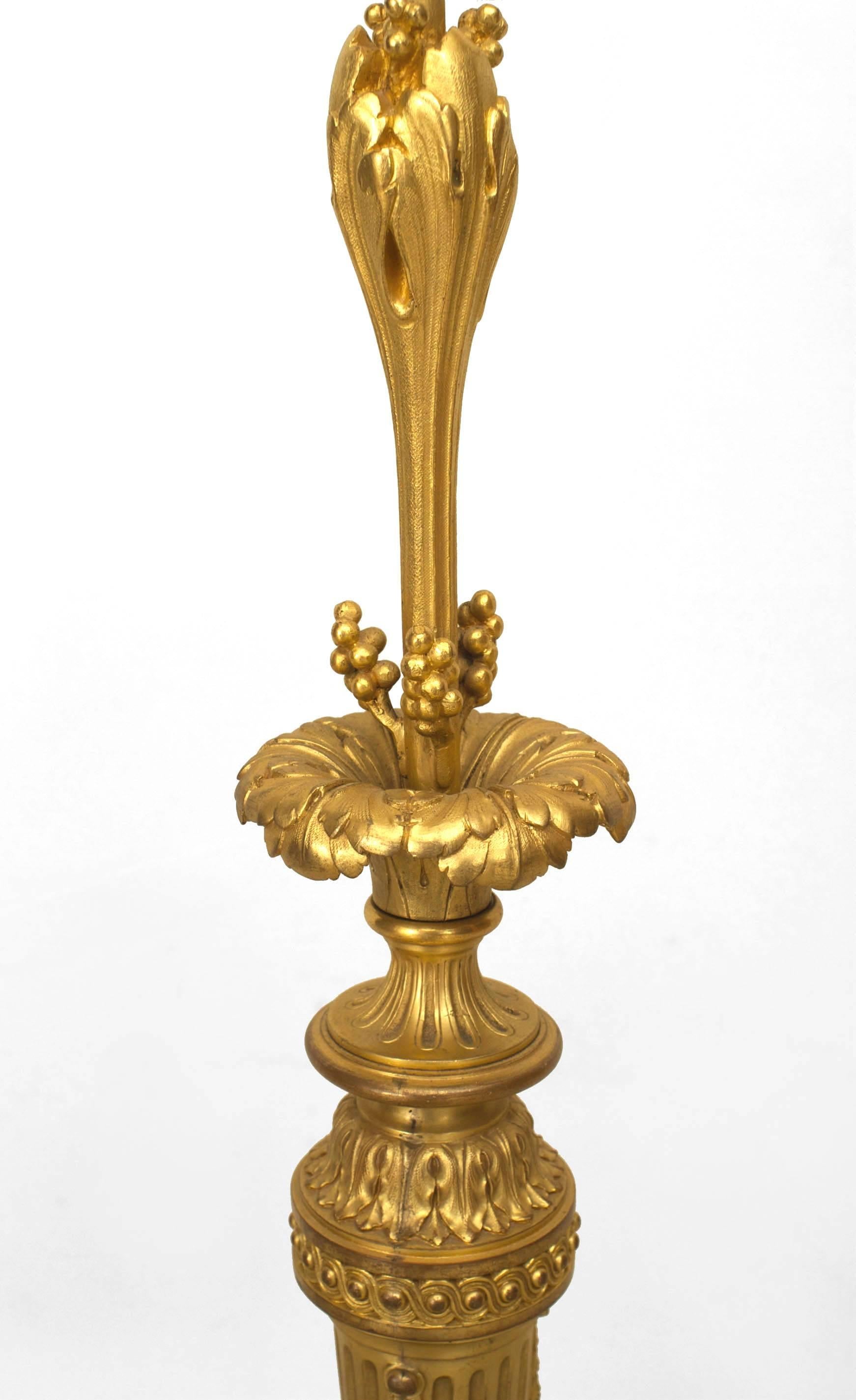 French Louis XVI Style Gilt Bronze Floor Lamp For Sale 2