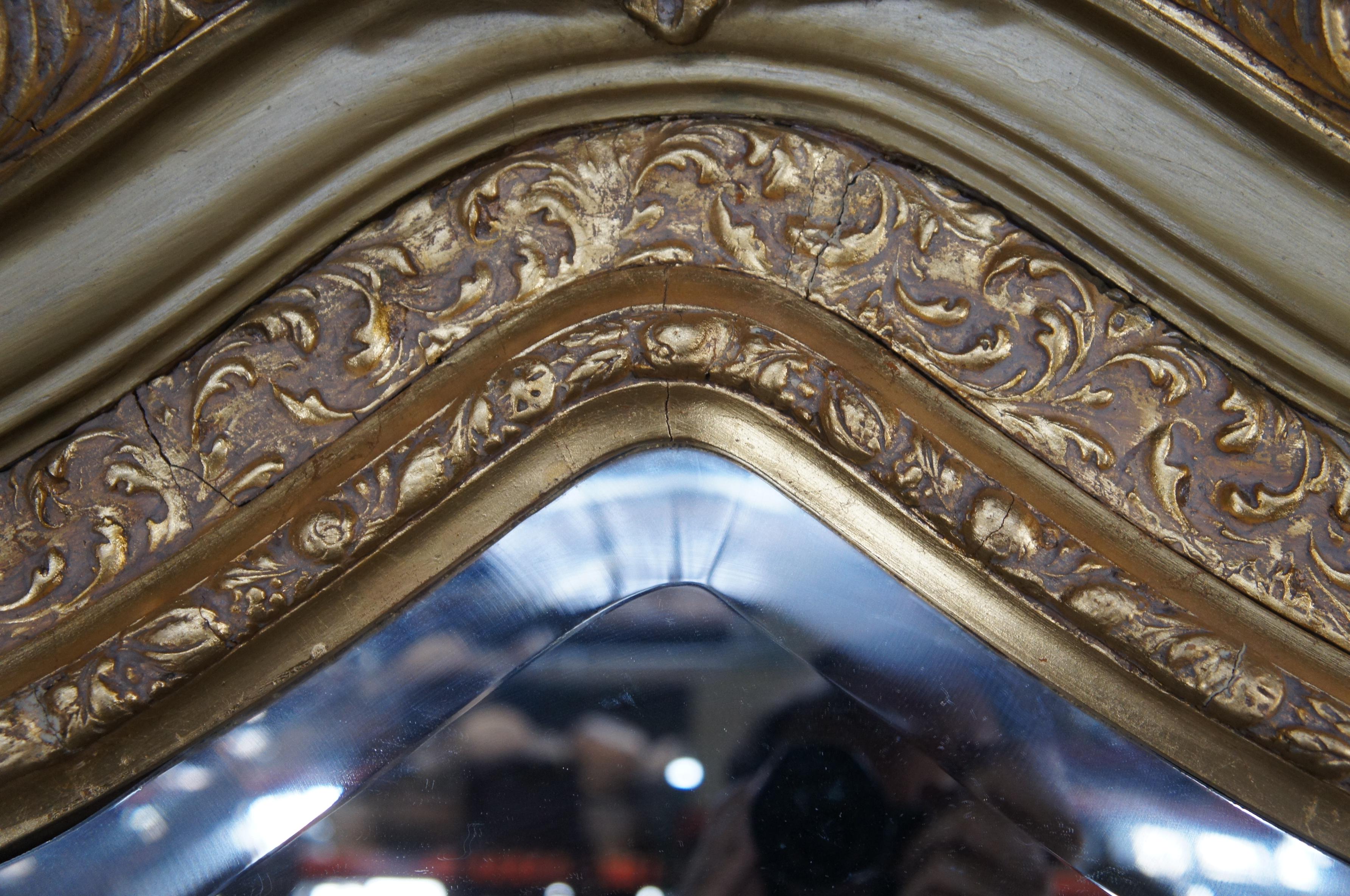 20° C. Specchio da pavimento in legno dorato Luigi XVI con vetro smussato 85