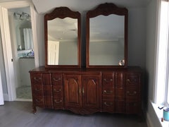 20th Century Provincial Style Double Dresser and Pair of Mirrors by Widdicomb