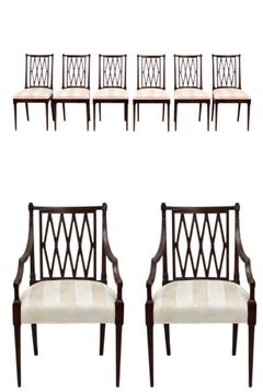 20th-C. Georgian Style Carved Mahogany Dining Chairs - Set Of Eight