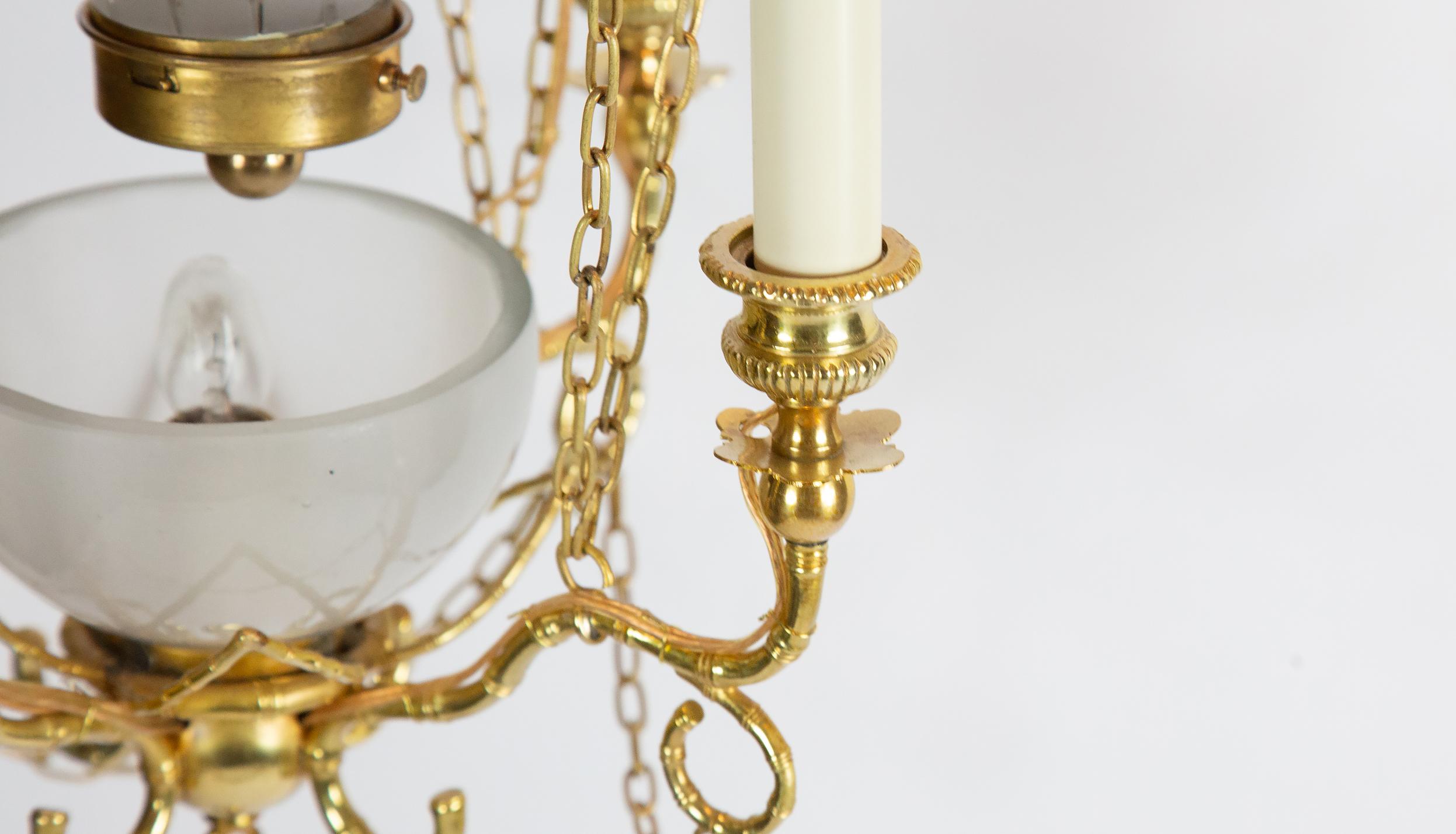 Metal Gilt Five-Light Ormolu and Glass Montgolfier Hot Air Balloon Chandelier