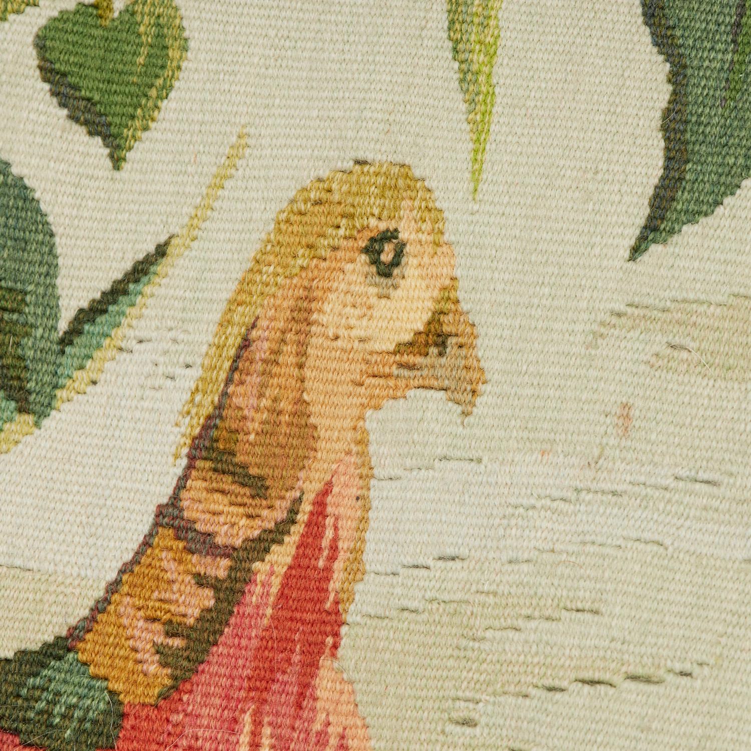 20th C. Group of Three French Tapestry Pillows with Botanical and Bird Motifs In Good Condition For Sale In Morristown, NJ