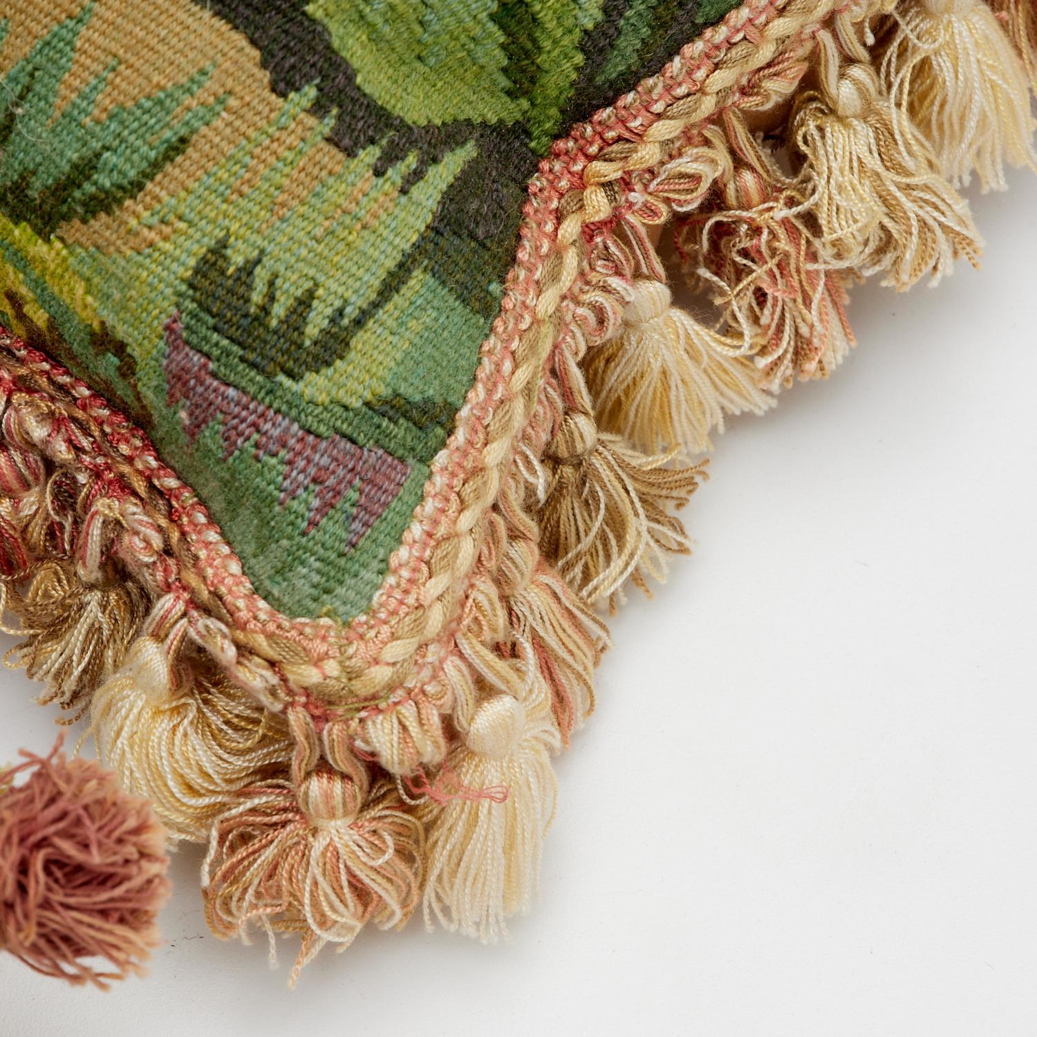 Contemporary 20th C. Group of Three French Tapestry Pillows with Botanical and Bird Motifs For Sale