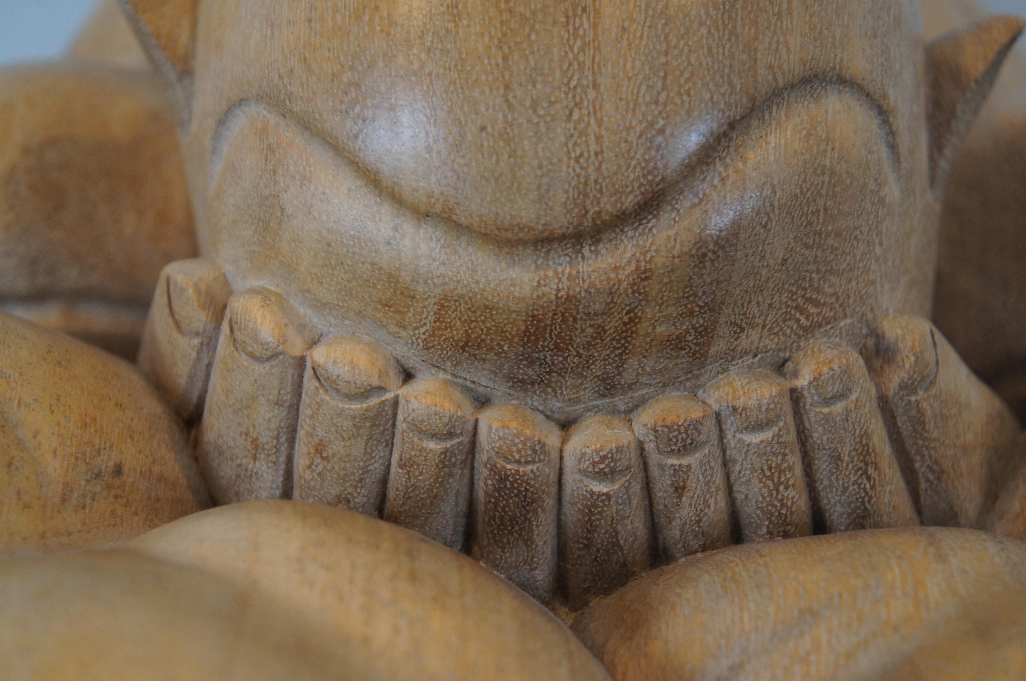 20th C Hand Carved Teak Weeping Buddha Figure Sculpture Crying Monk Yogi 2