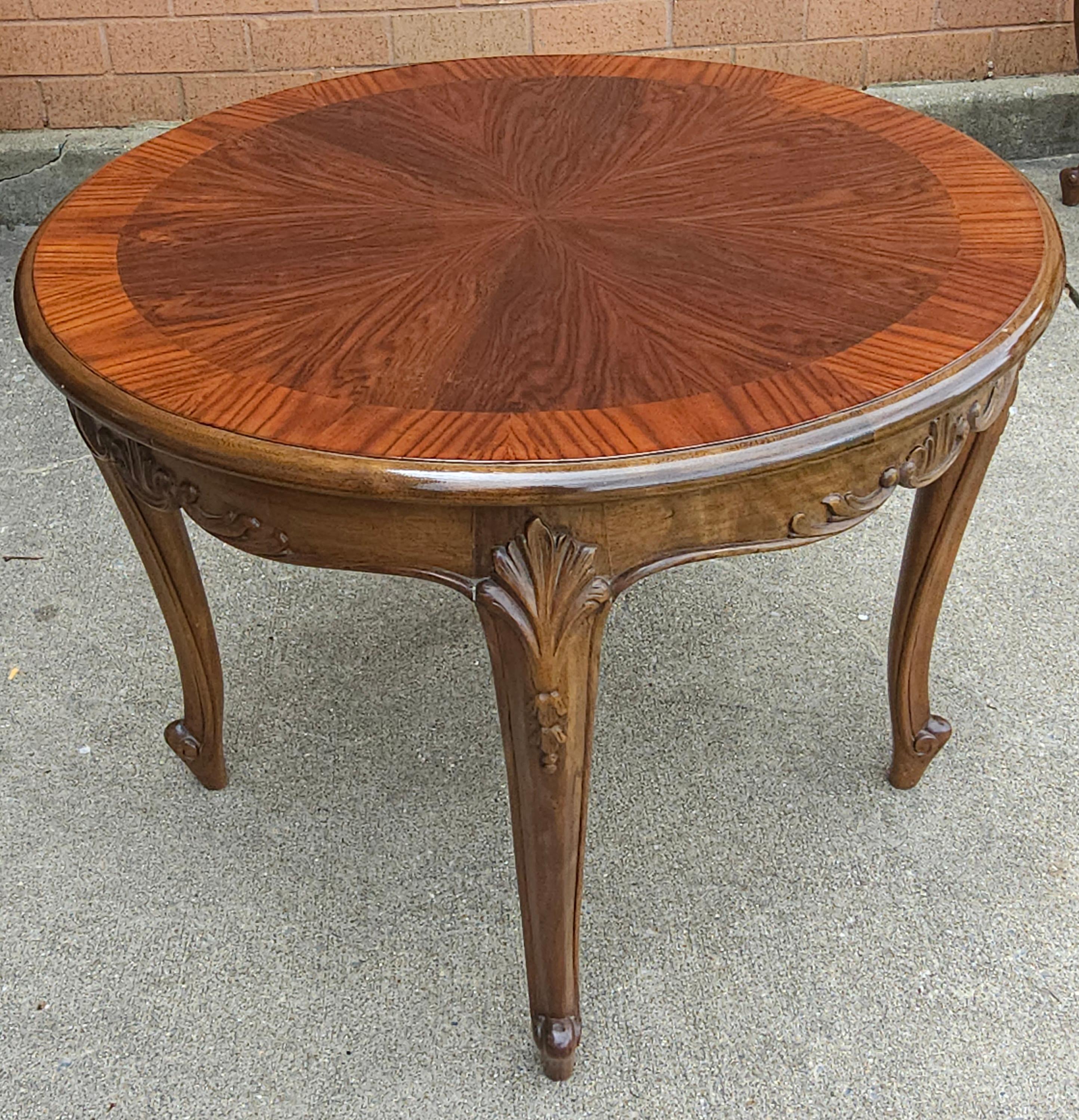 French Provincial 20th C. Handcrafted Bookmatched Brazilian Rosewood Provincial Gueridon For Sale