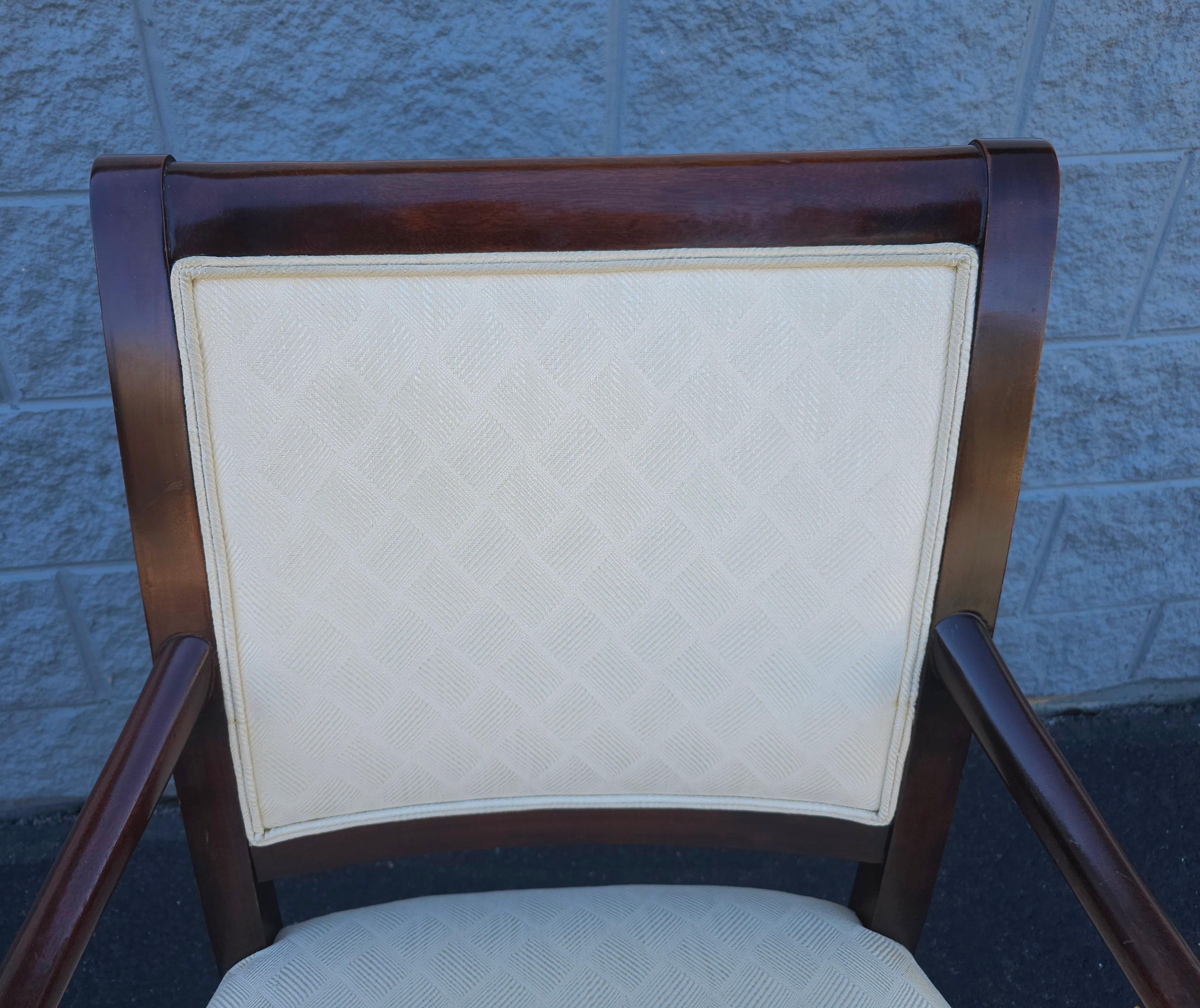20th Century 20th C. Hickory Chair Federal Style Mahogany Inlaid and Upholstered Arm Chair For Sale