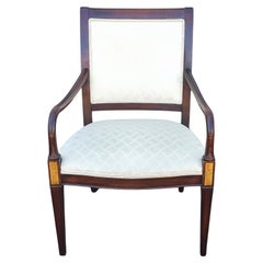 Vintage 20th C. Hickory Chair Federal Style Mahogany Inlaid and Upholstered Arm Chair