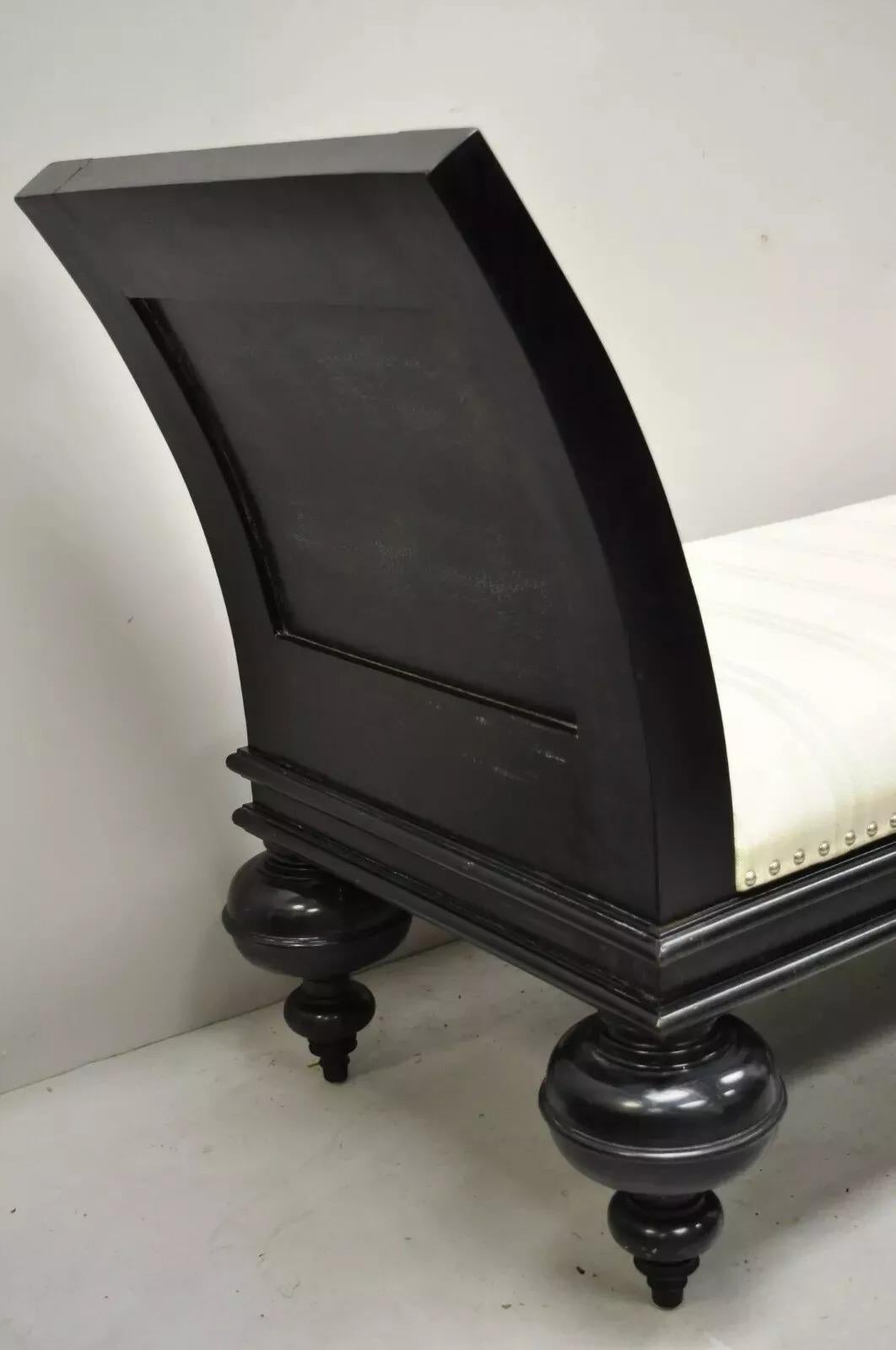 Unknown 20th C. Hollywood Regency Italian Style Large Black Bun Feet Wooden Window Bench For Sale
