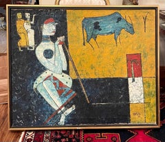 Peinture expressionniste indienne du 20e siècle de J.J. École d'art, Bombay.