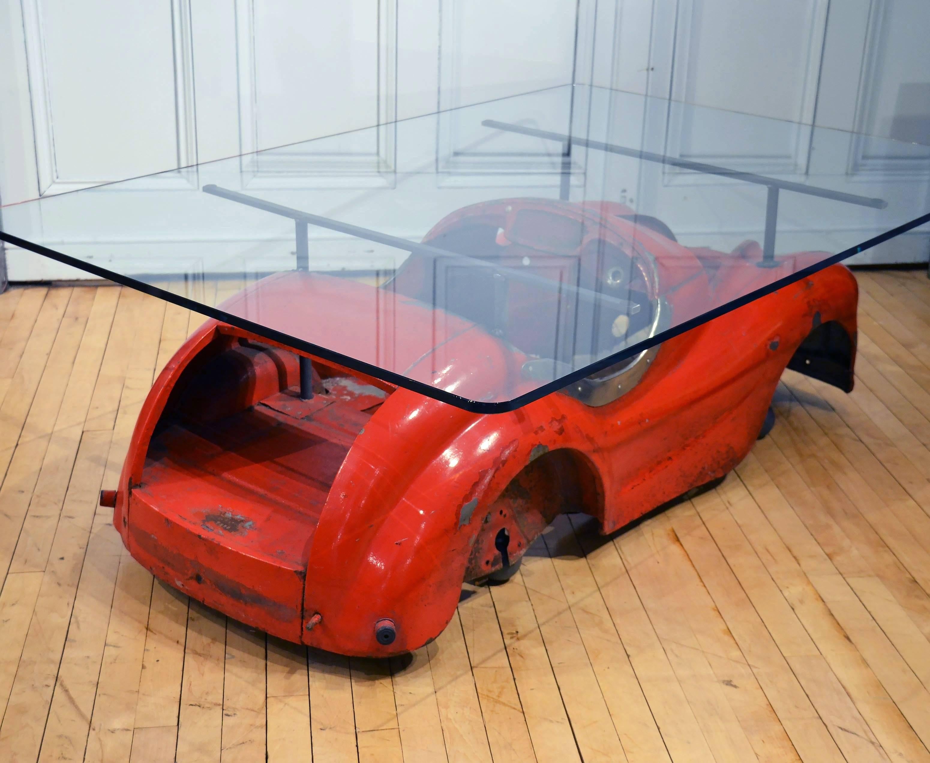 British 20th Century Industrial Coffee Table with Retro Toy Car Design