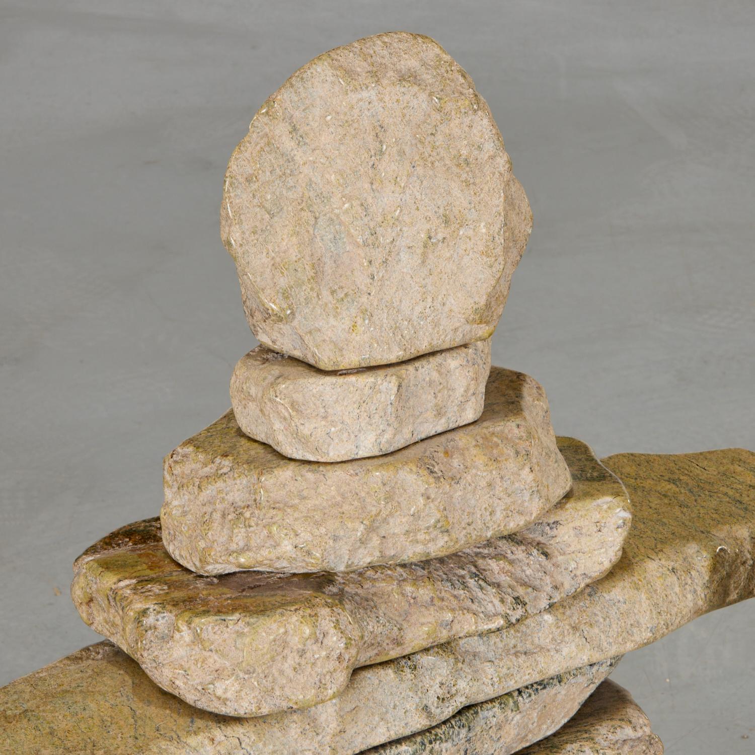 North American 20th C . Inuit Peoples, Large Stone Inuksuk on Polished Stone Base For Sale