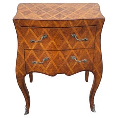 Used 20th C. Italian Parquetry and Marquetry Petite Bombay Chest Commode Side Table