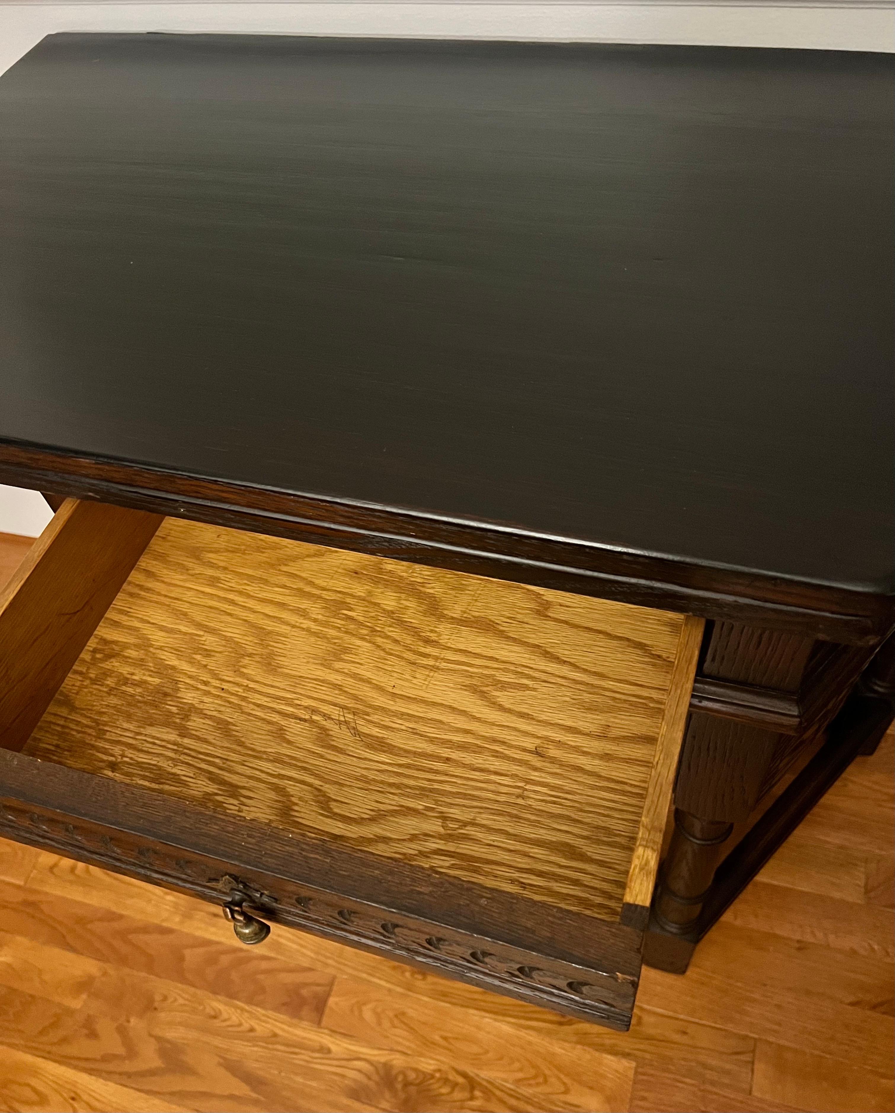 20th C. Jacobean Style Oak Flip-Top Console or Credence Table by Peck & Hills For Sale 7