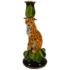 20th Century “Jaguar Jungle” Ceramic Candleholder / Sculpture by Lynn Chase