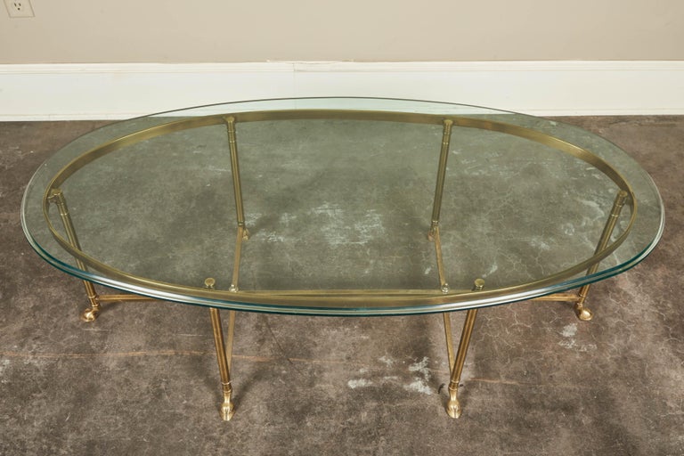 20th Century Jansen Style Brass Oval Coffee Table at 1stDibs