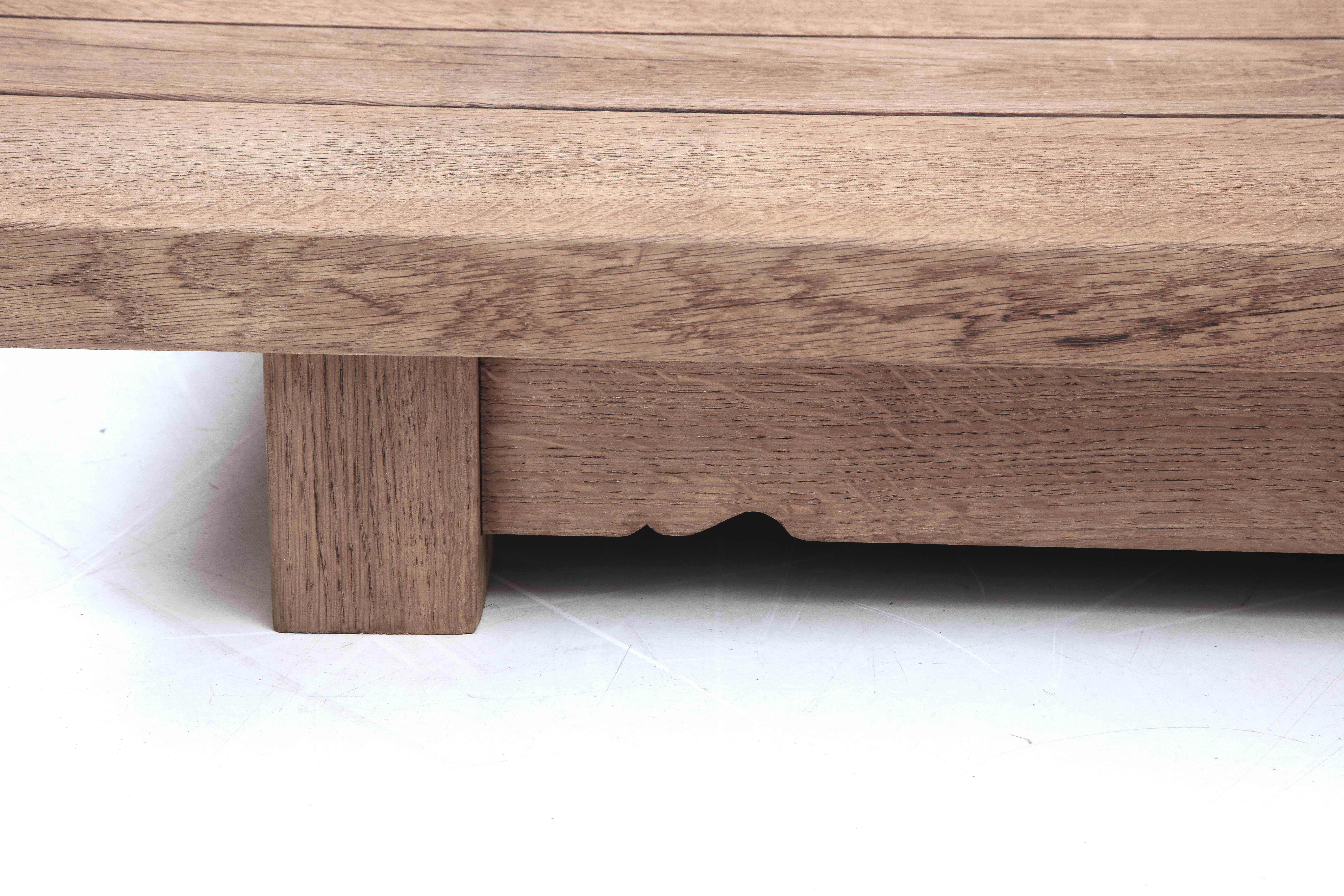20th C. Japanese Low Coffee Oak Table with Butterfly Joints 5