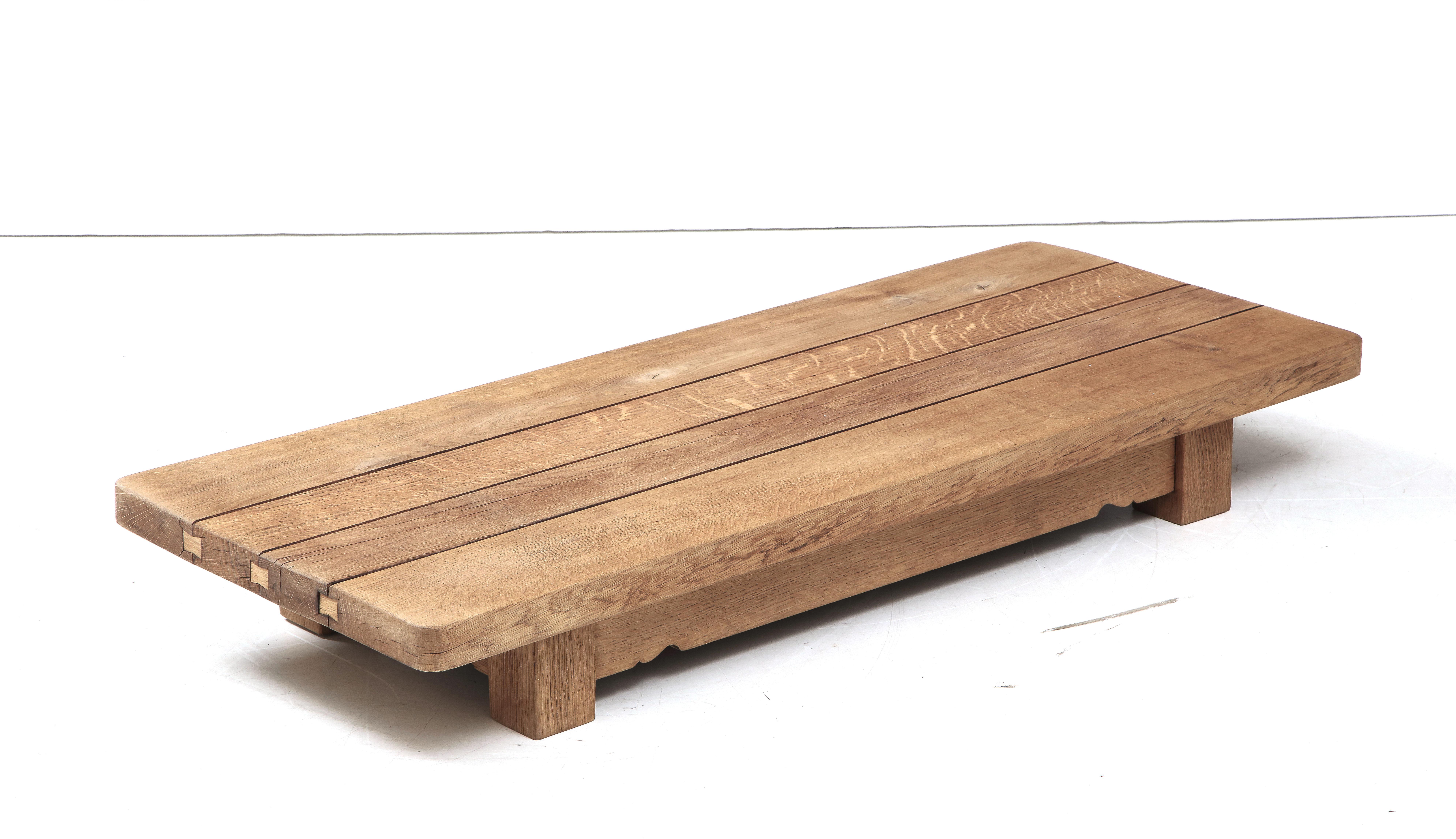 20th C. Japanese Low Coffee Oak Table with Butterfly Joints 7