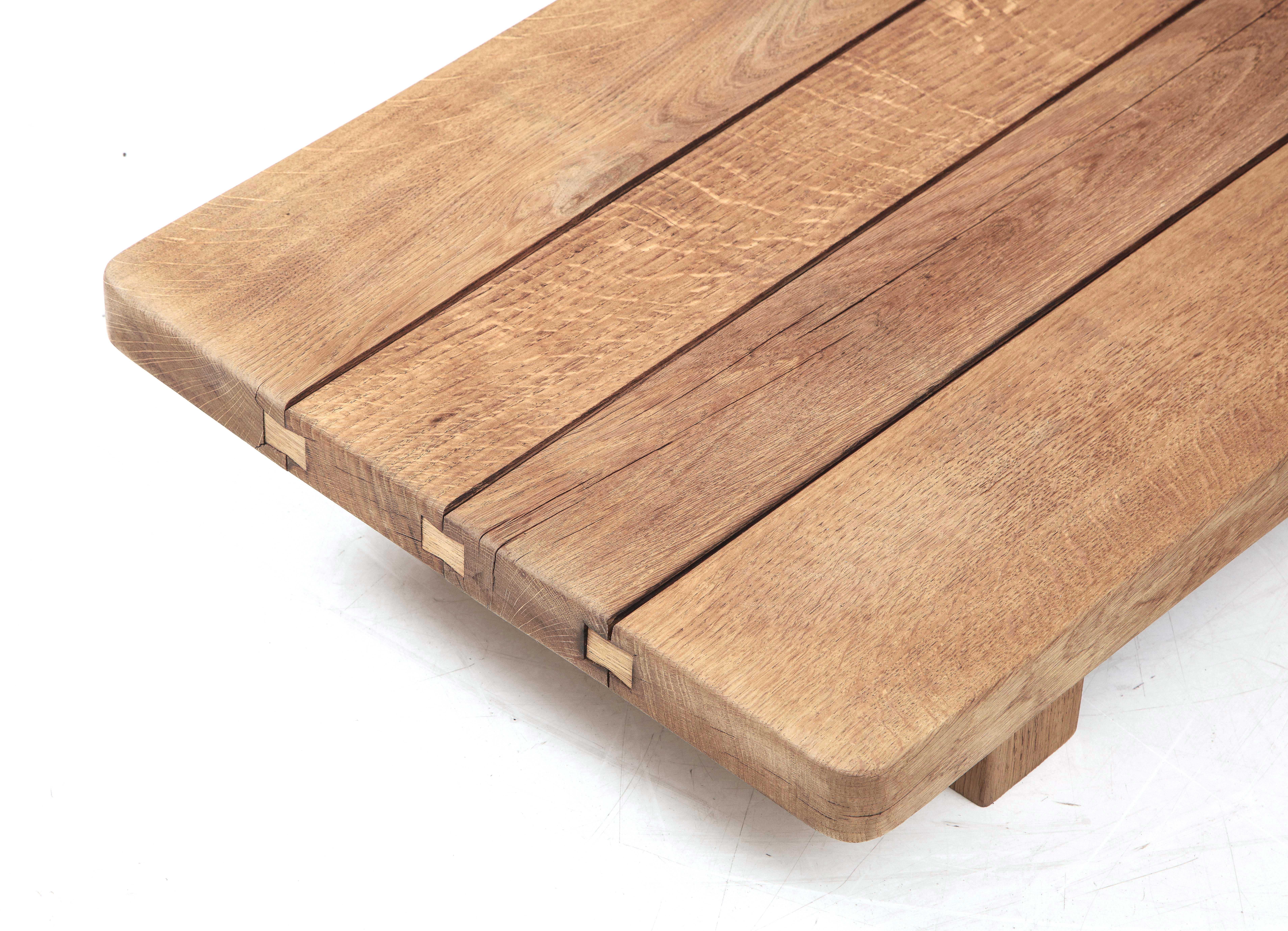 20th C. Japanese Low Coffee Oak Table with Butterfly Joints 9