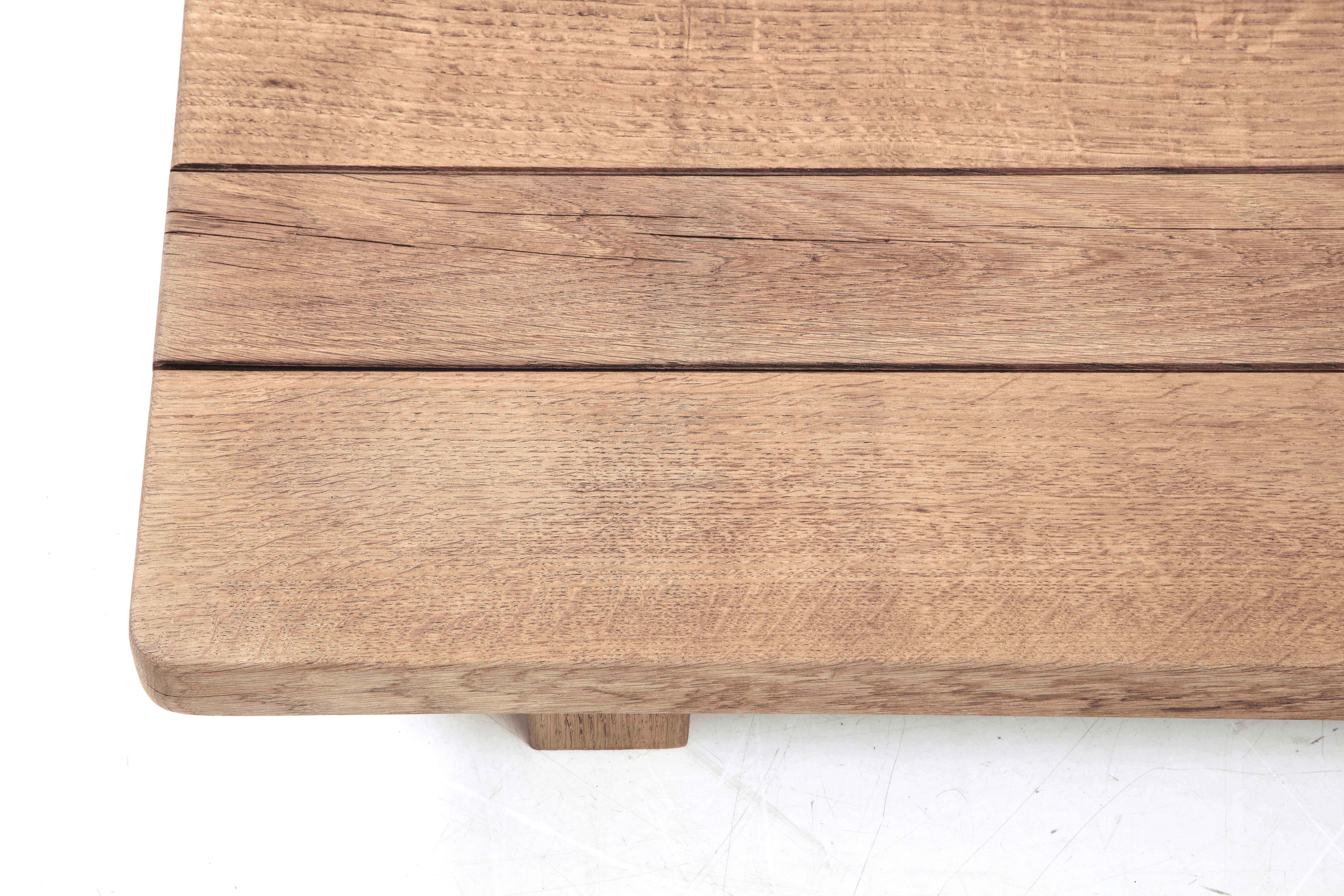 20th C. Japanese Low Coffee Oak Table with Butterfly Joints 11