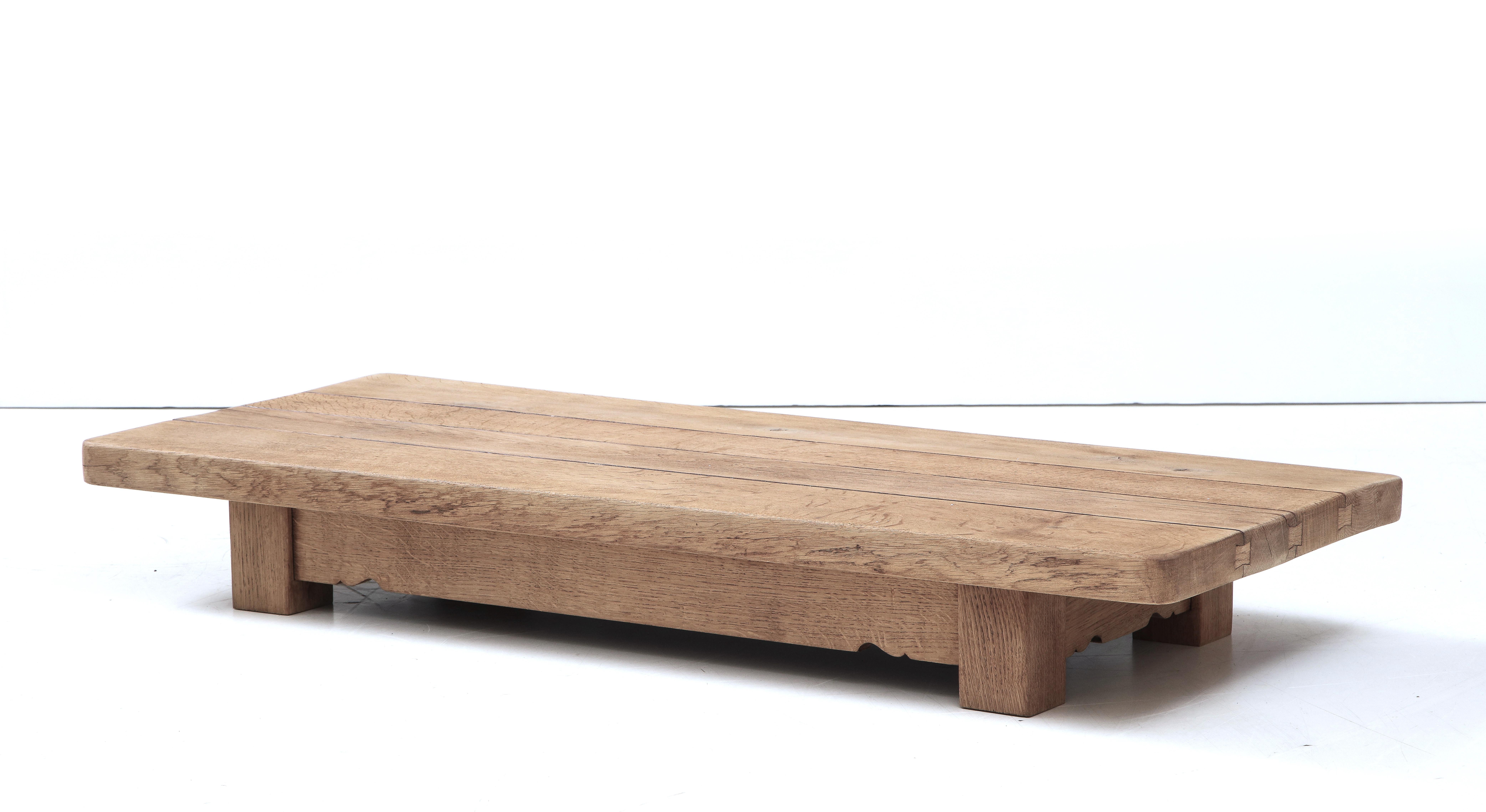 20th C. Japanese low coffee oak table with butterfly joints, Wabi-sabi tea table.