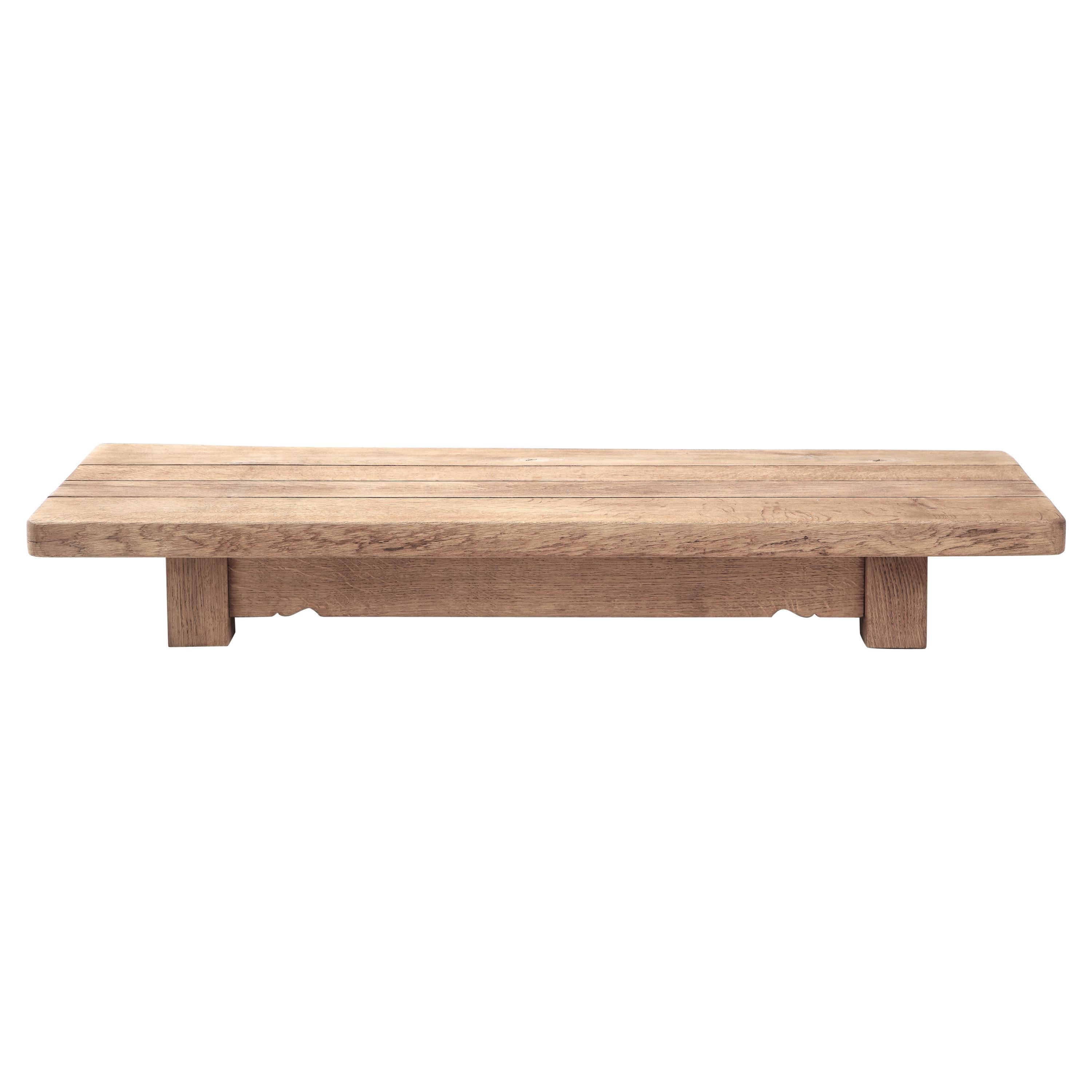 20th C. Japanese Low Coffee Oak Table with Butterfly Joints