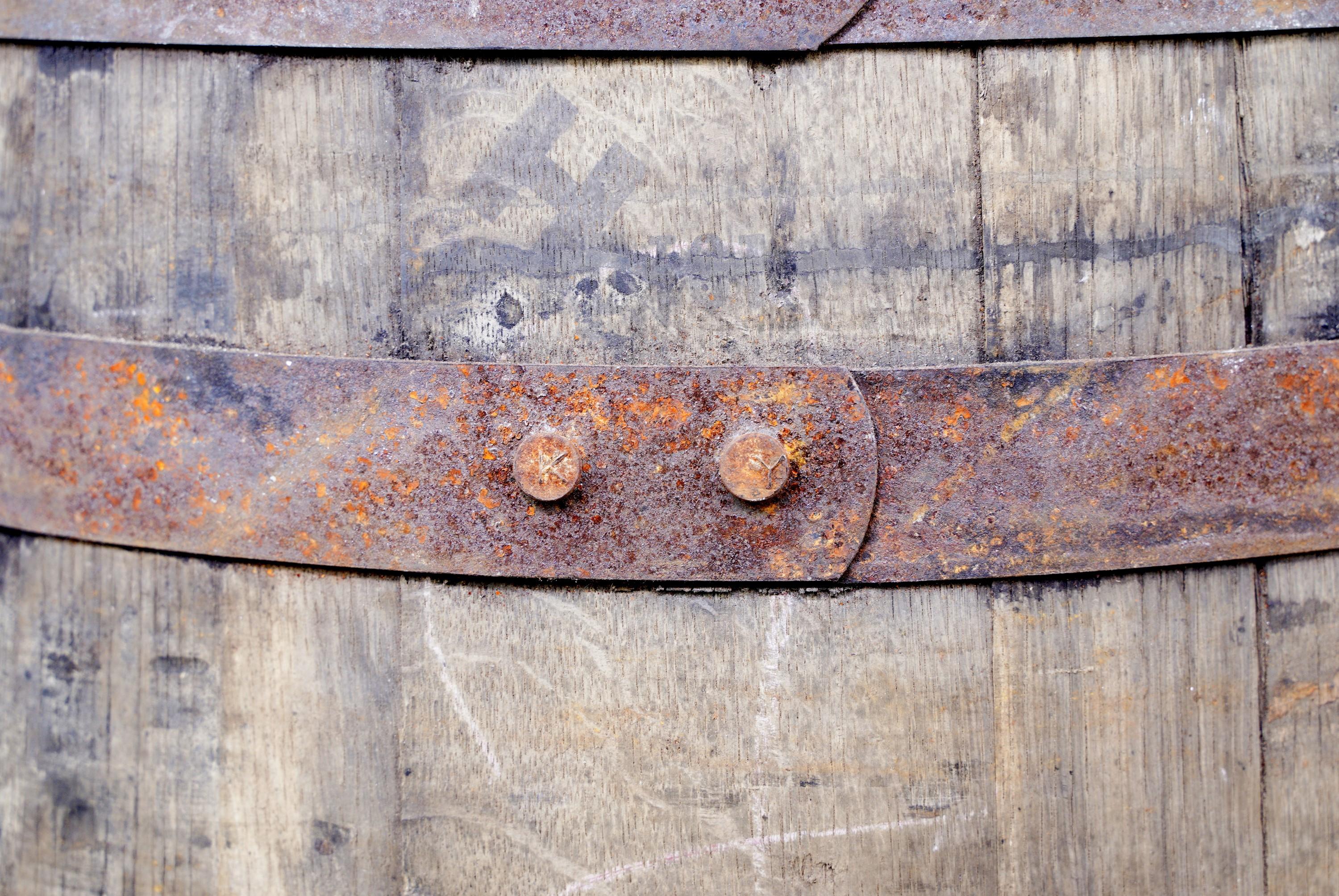 20th century original wood Jim Beam whiskey barrel featuring the original six steel rings. Original patina. Please note, this item is located in our Scranton, PA location.