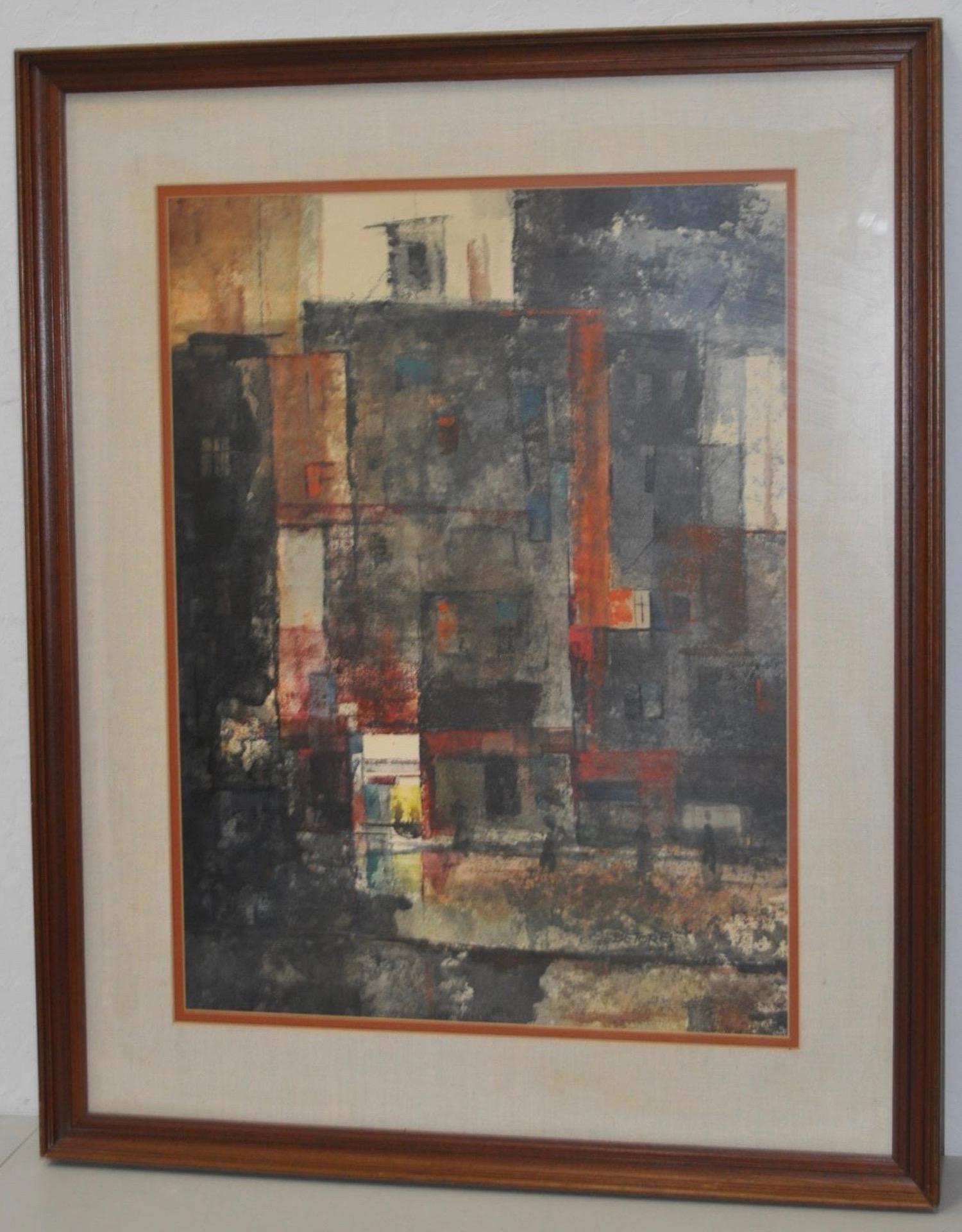 Acuarela moderna de mediados de siglo de John De Tore, hacia la década de 1960

Paisaje urbano abstracto. Firmado abajo a la derecha. Maravillosamente enmarcado.

Dimensiones: 19 1/2 pulgadas x 26 pulgadas.

Dimensiones del marco 29 pulgadas x