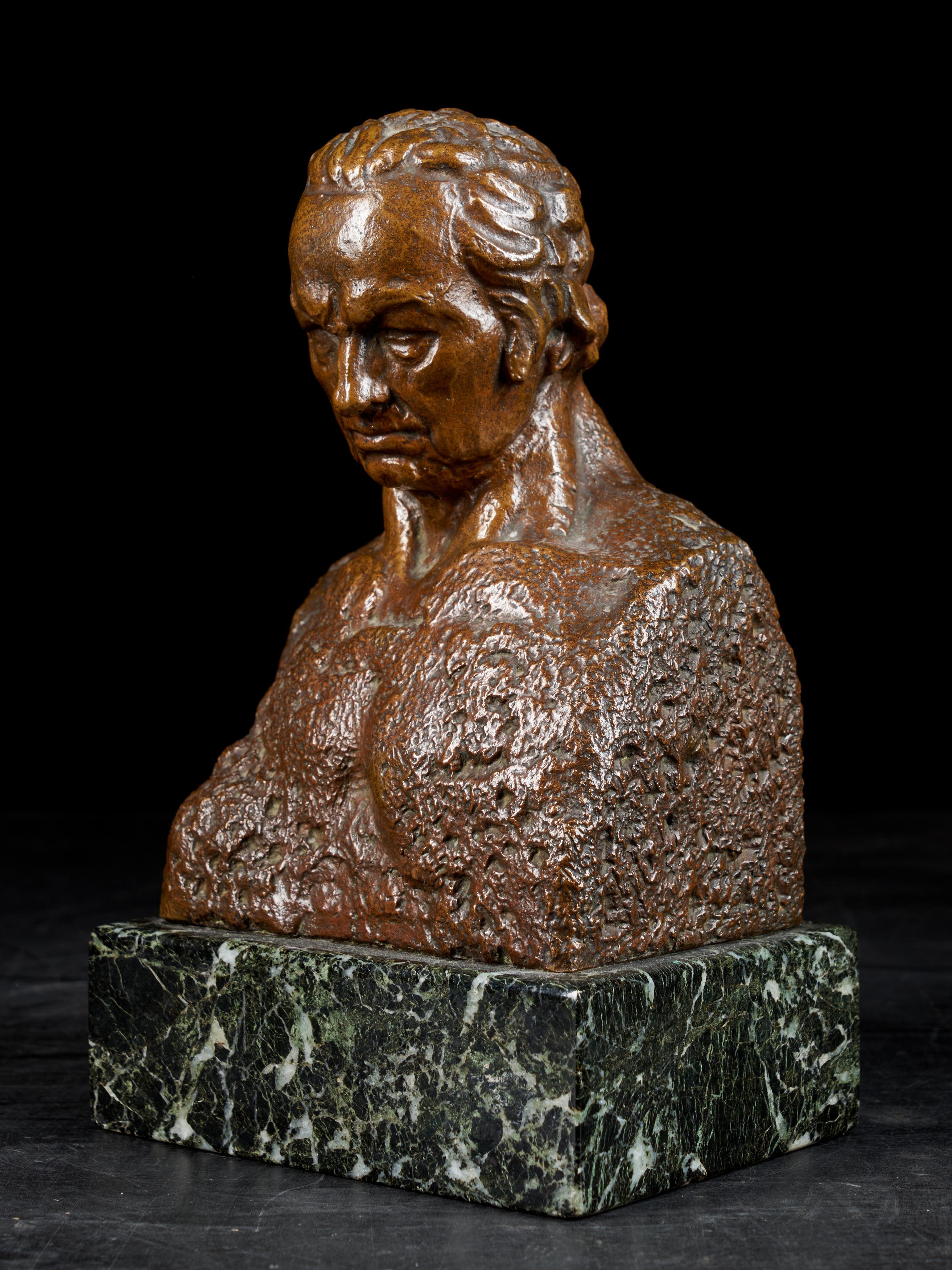 20th Century, Julio Antonio, Bronze Bust of a Man, Signed on the Back 2